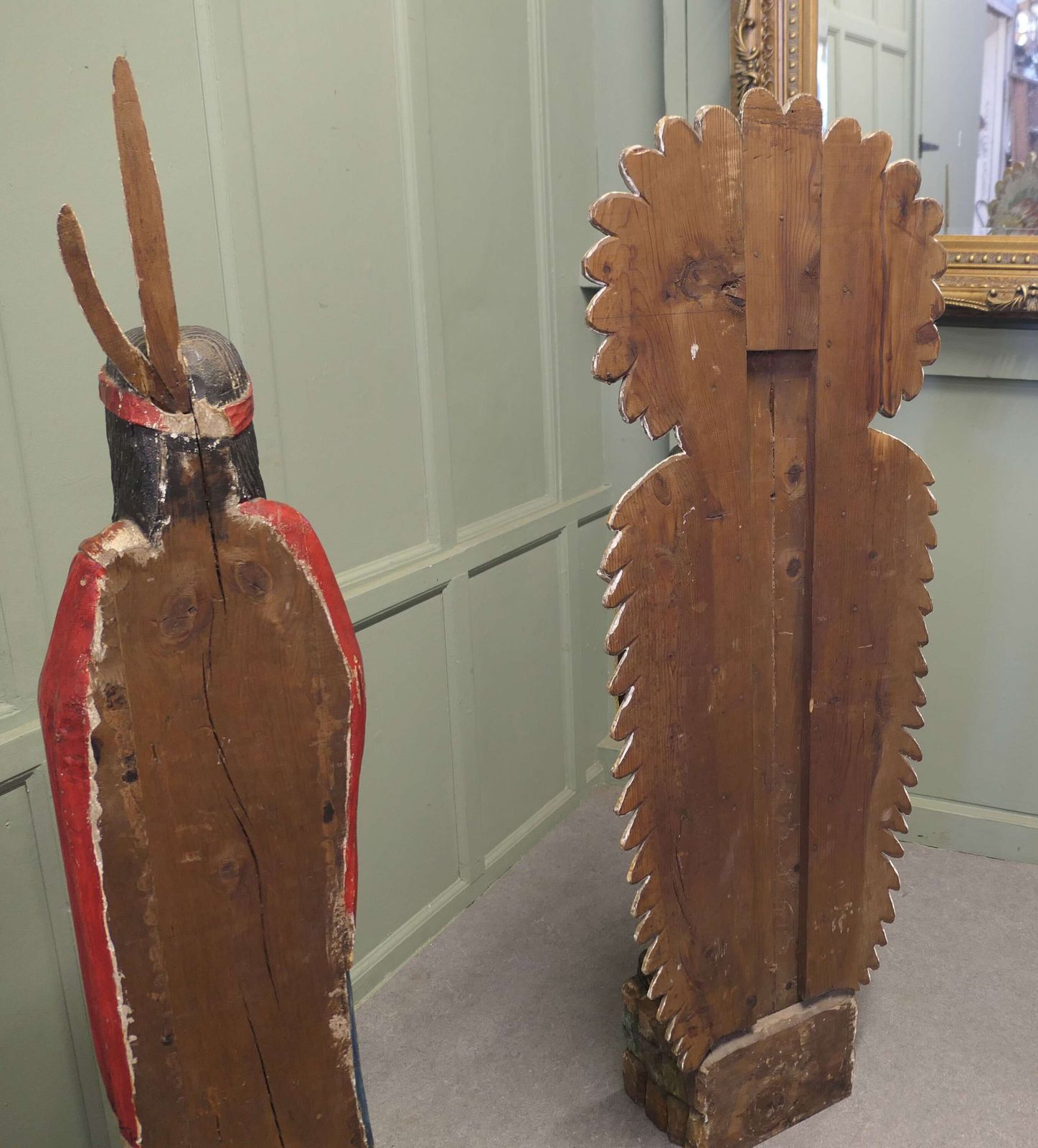 A Pair Of Carved & Painted Cigar Store American Indians, Shop Trade Signs photo vinterior