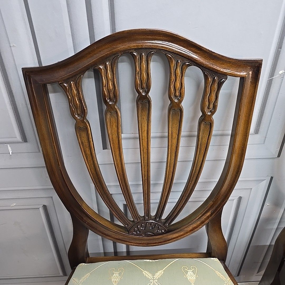 Antique Mahogany Dining Chairs Upholstered Georgian Style Shield Back Seats photo for sale
