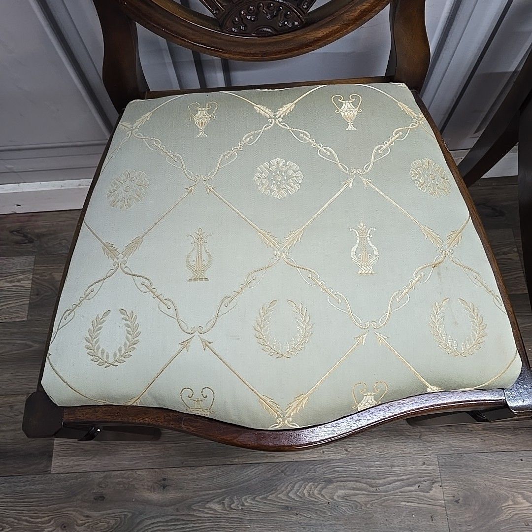 Antique Mahogany Dining Chairs Upholstered Georgian Style Shield Back Seats photo Furniture