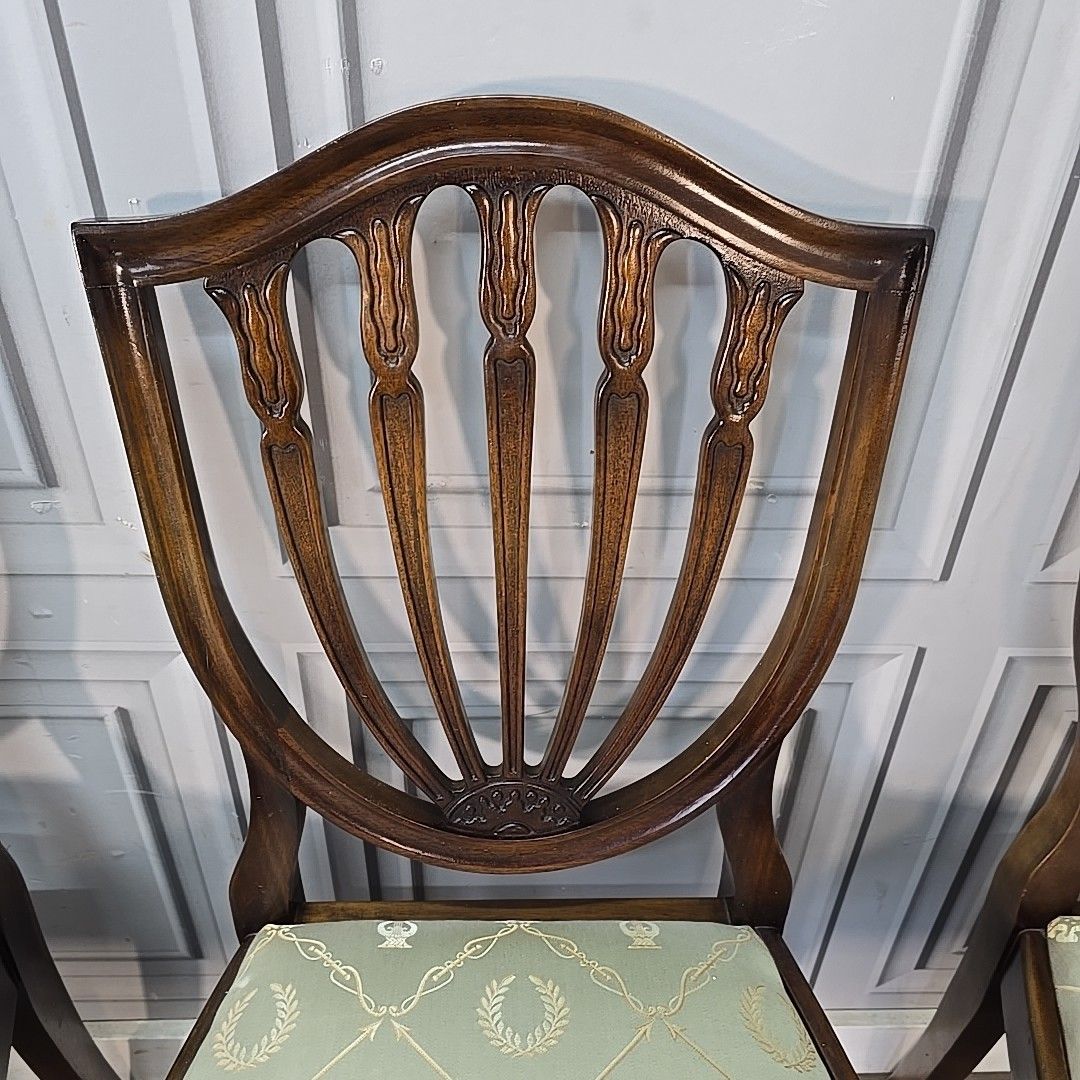 Antique Mahogany Dining Chairs Upholstered Georgian Style Shield Back Seats photo buy