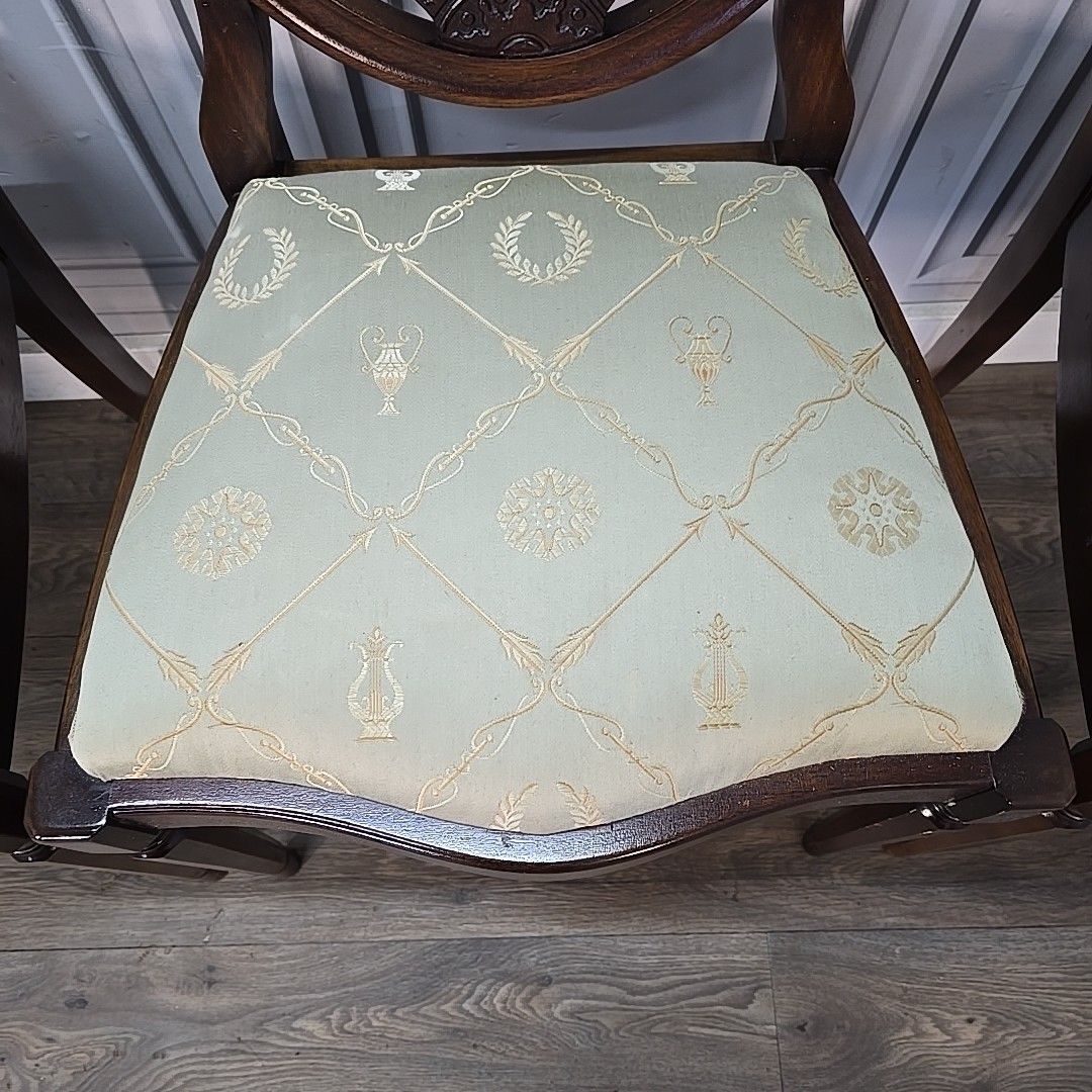 Antique Mahogany Dining Chairs Upholstered Georgian Style Shield Back Seats photo vintage