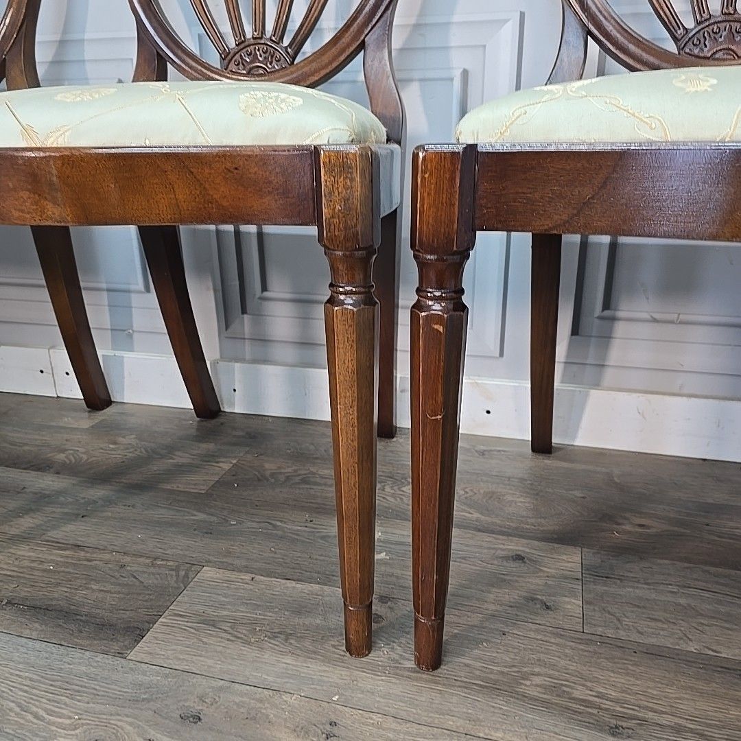 270.0 Antique Mahogany Dining Chairs Upholstered Georgian Style Shield Back Seats photo