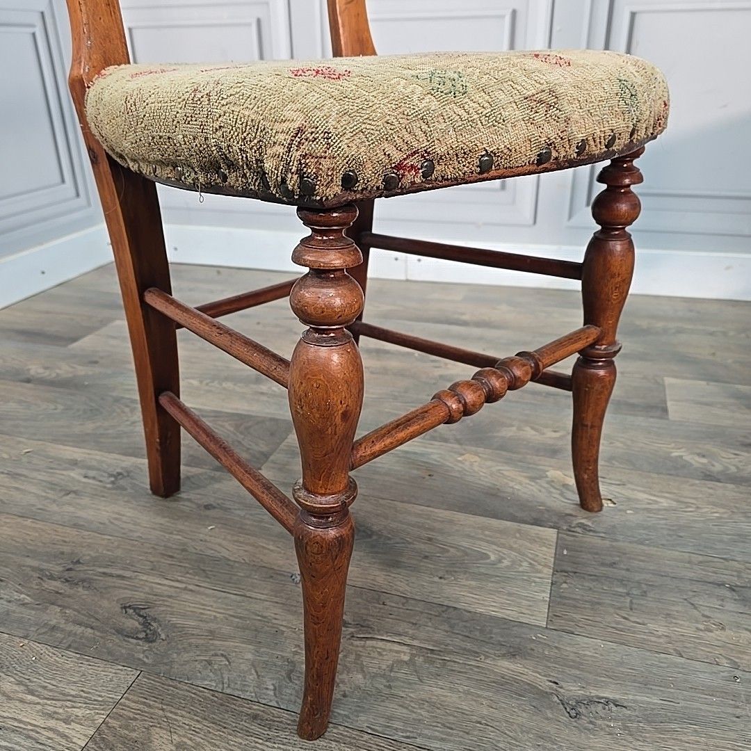 Antique Victorian Dining Chairs Walnut Balloon Back Bedroom Hall Seats Pair photo for sale