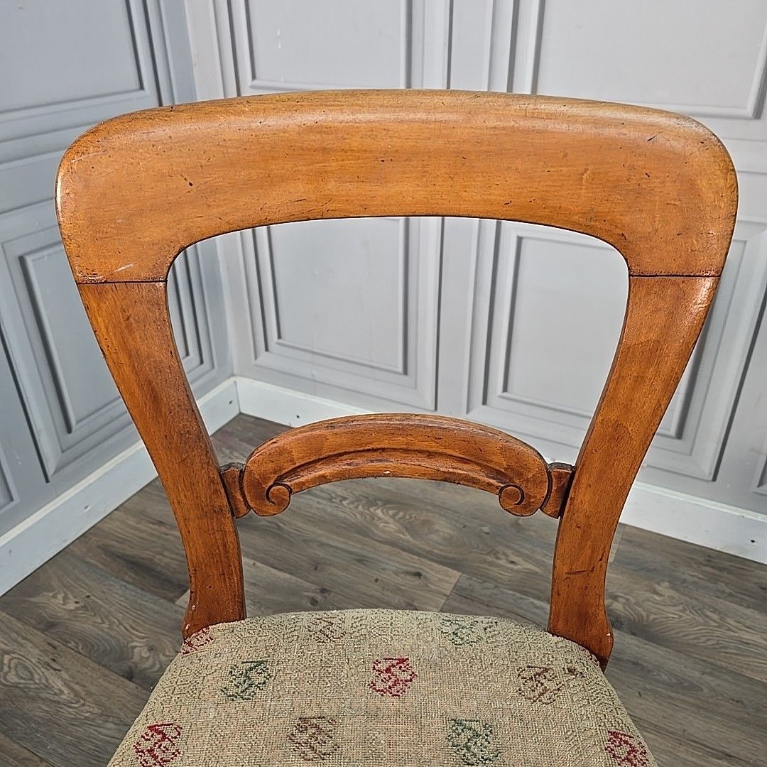 Antique Victorian Dining Chairs Walnut Balloon Back Bedroom Hall Seats Pair photo 190.0