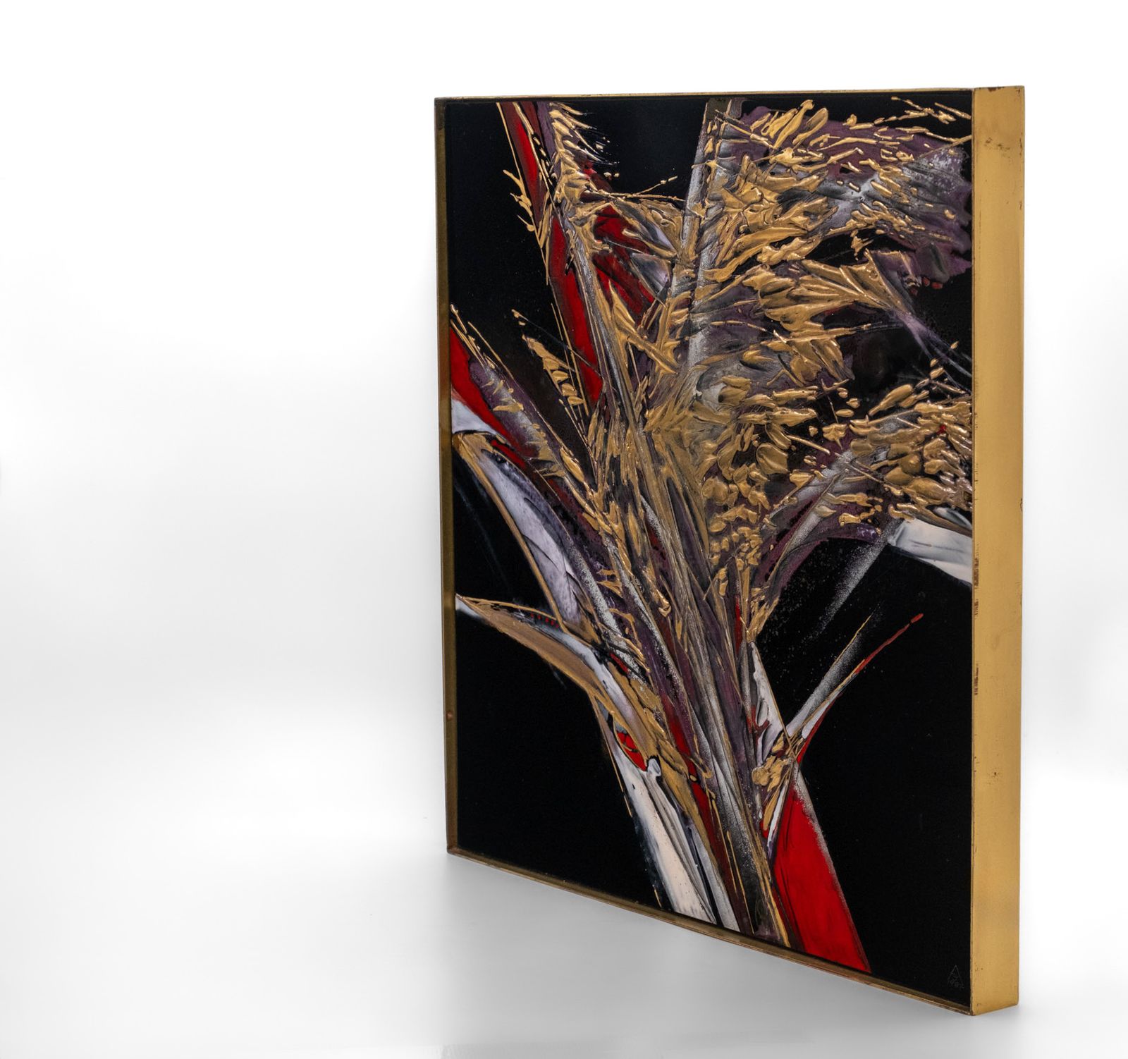 Antonie Jankovcová Fired Enamel Painting With Precious Metals On Glass Postmodern Czech 1980s photo furniture