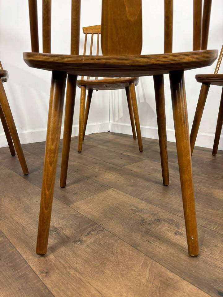 Furniture Set Of Four Rodanski Mid Century Danish Style Stick Back Dining Chairs photo