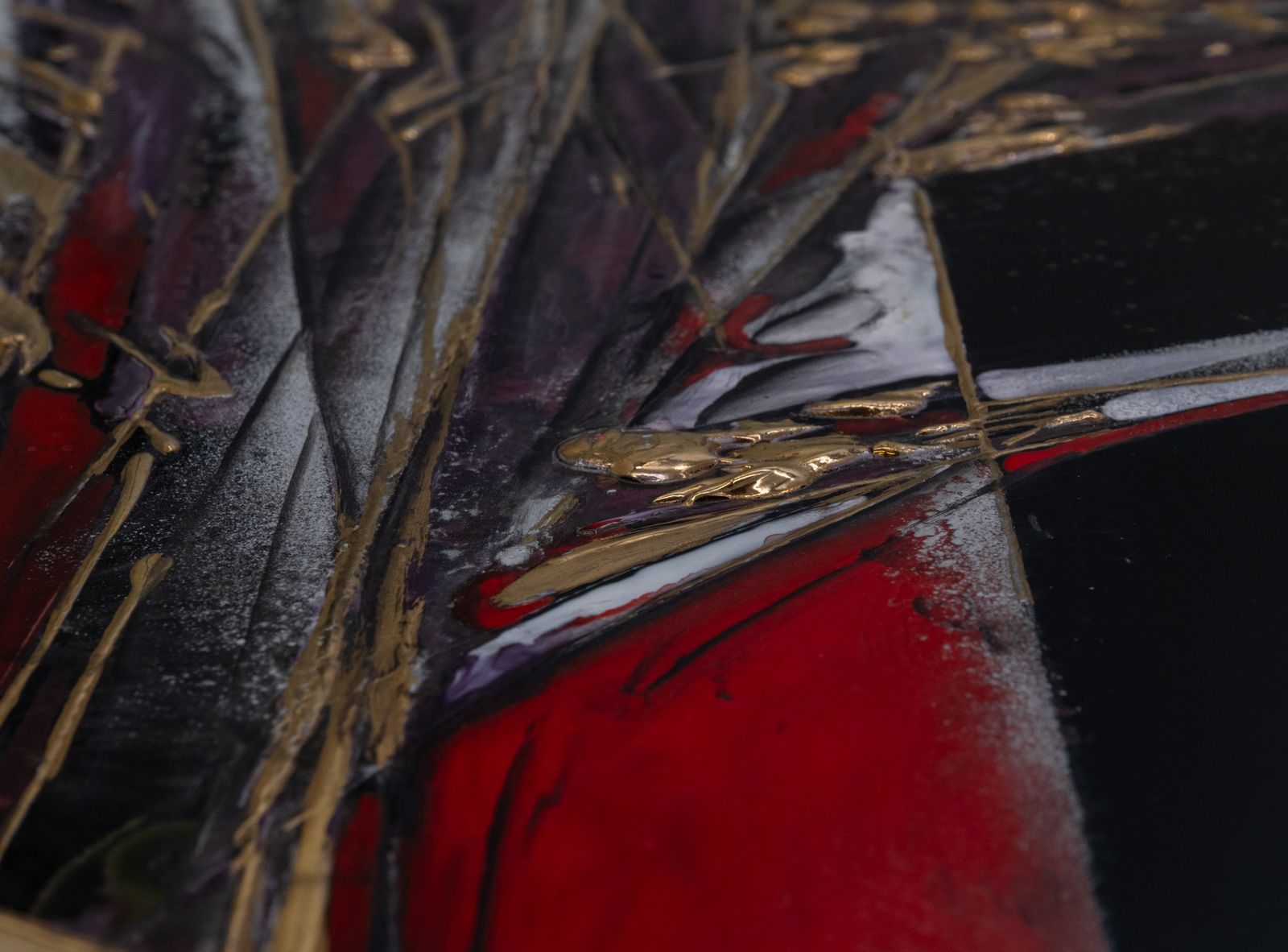 Art Antonie Jankovcová Fired Enamel Painting With Precious Metals On Glass Postmodern Czech 1980s photo