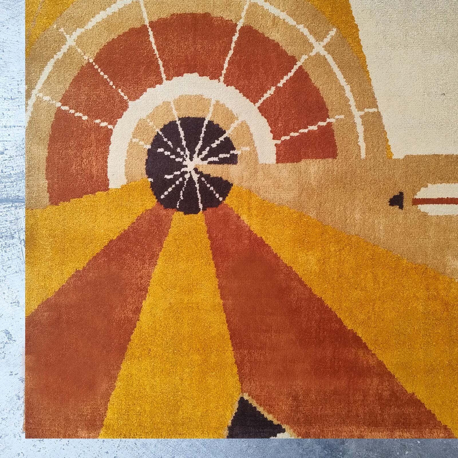 photo furniture 1950s Constructivist Mechanical Futuristic Rug/Tapestry. Made In France