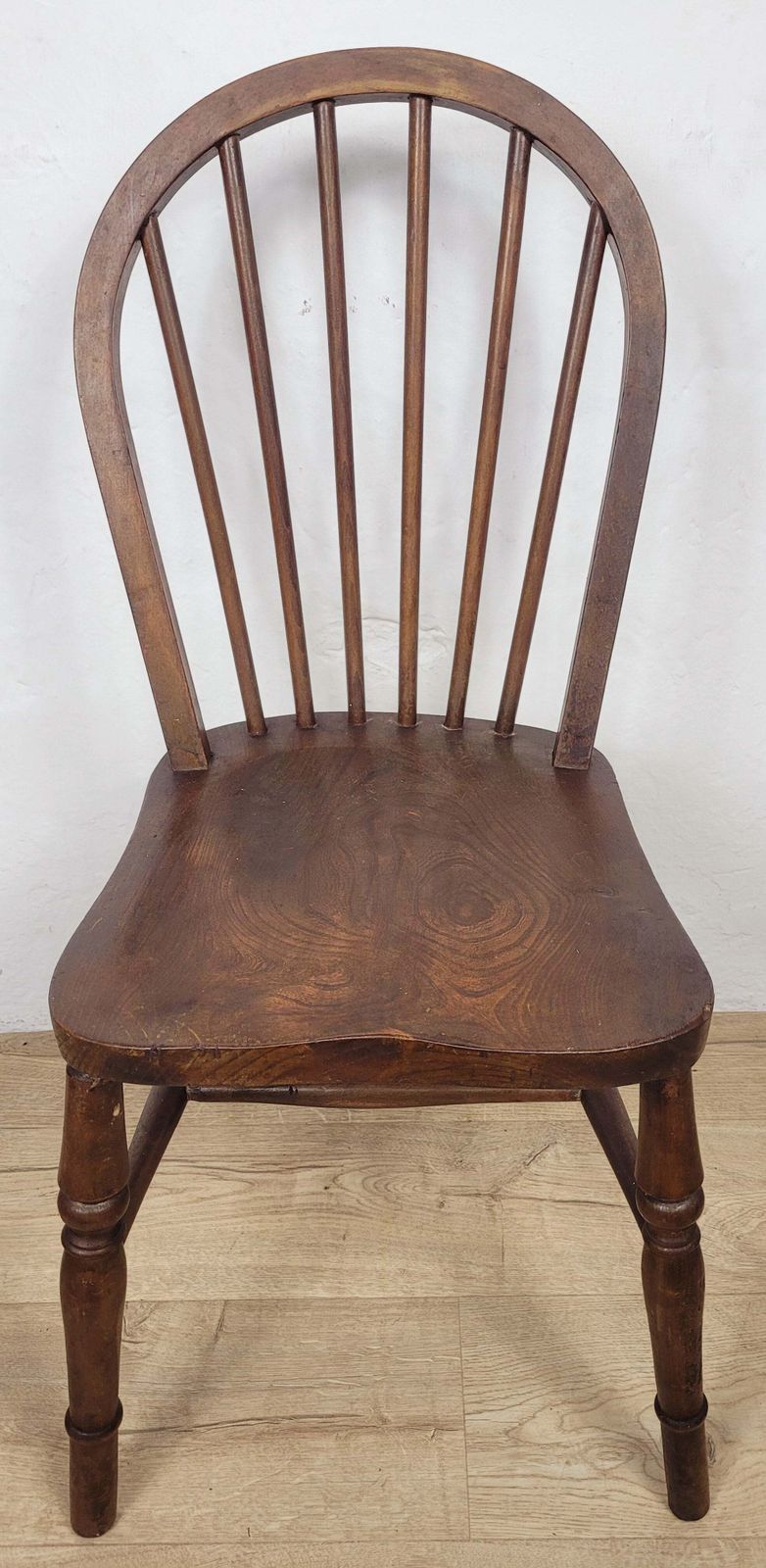 144.0 Vintage Kitchen Chair Hoop Back Elm & Birch English 20thc photo