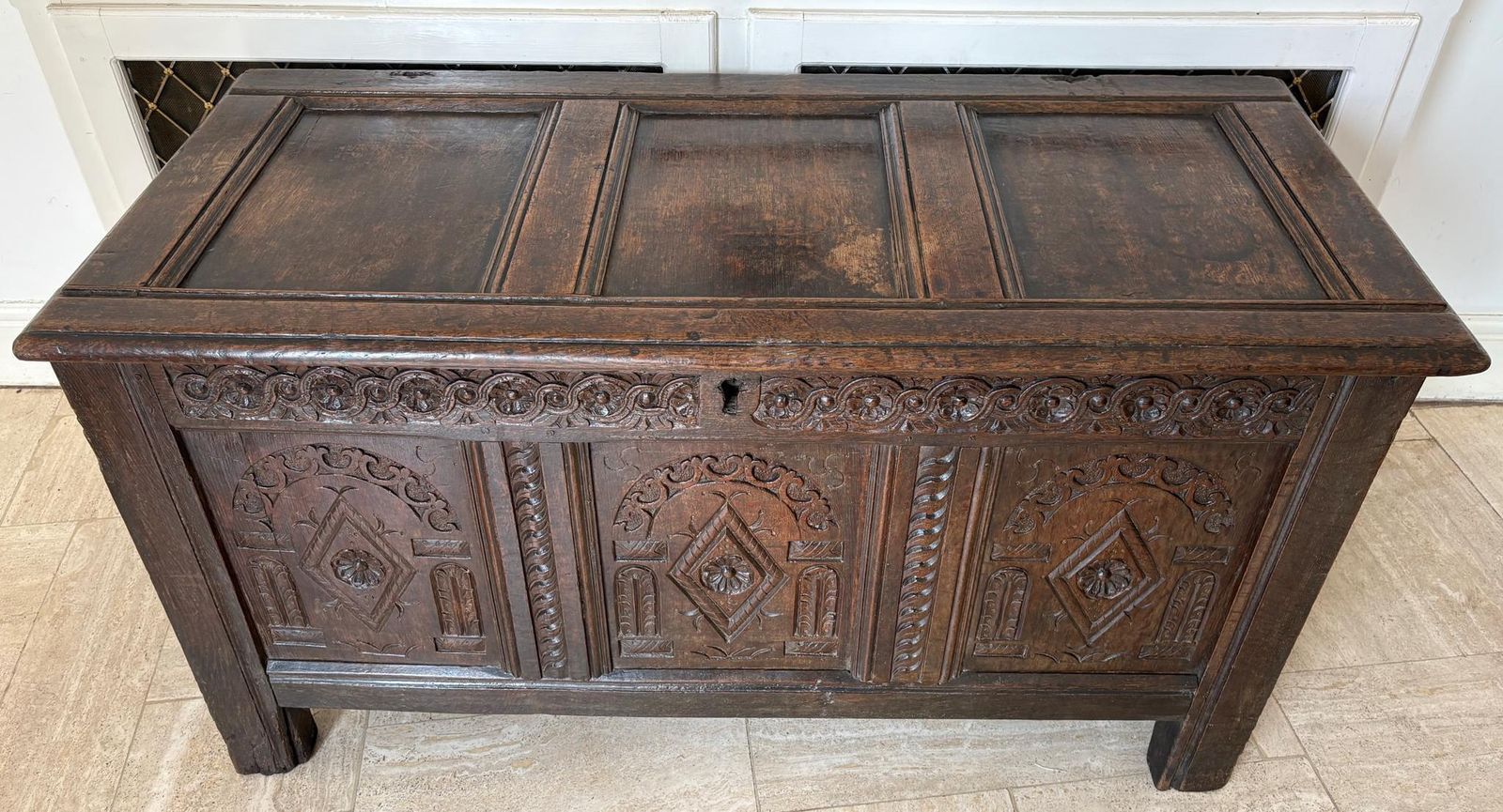 Late 17th Century English Joined Oak Coffer (C.1680–1700) photo furniture