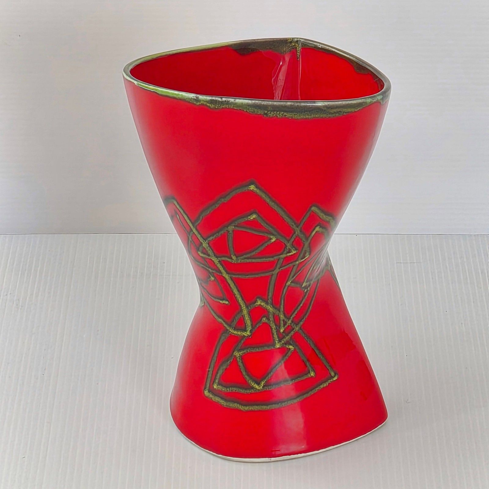 Vintage 1950 Francois Re A Vallauris 50s Retro Diabolo 1950s Ceramic Vase photo for sale