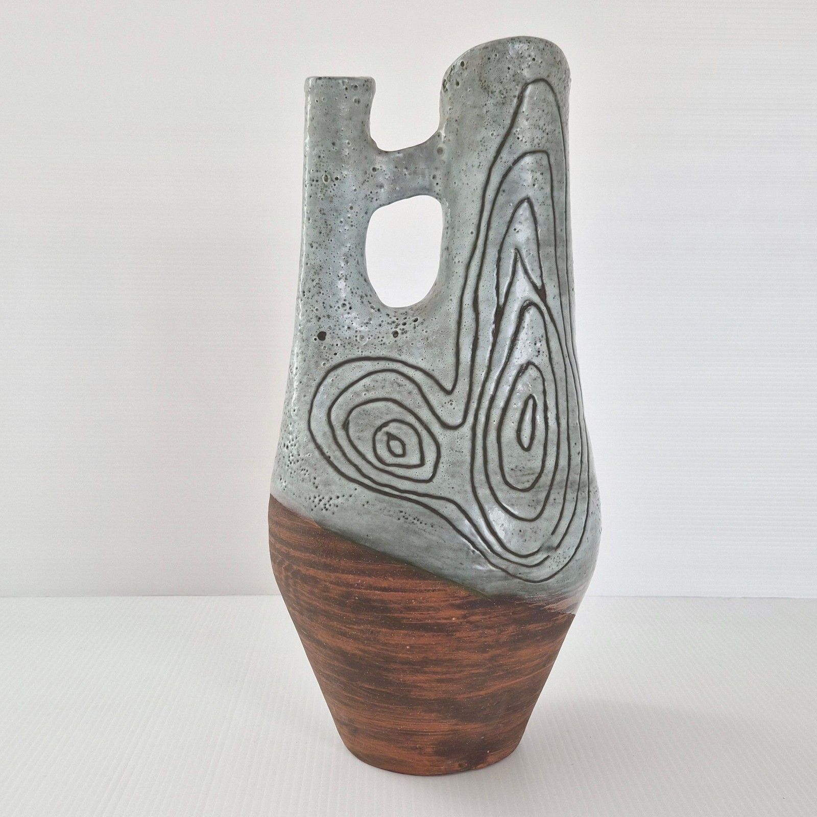 Vintage 1960s Double Neck Ceramic Vase Dlg Accolay Michel Anasse 60s Retro photo furniture