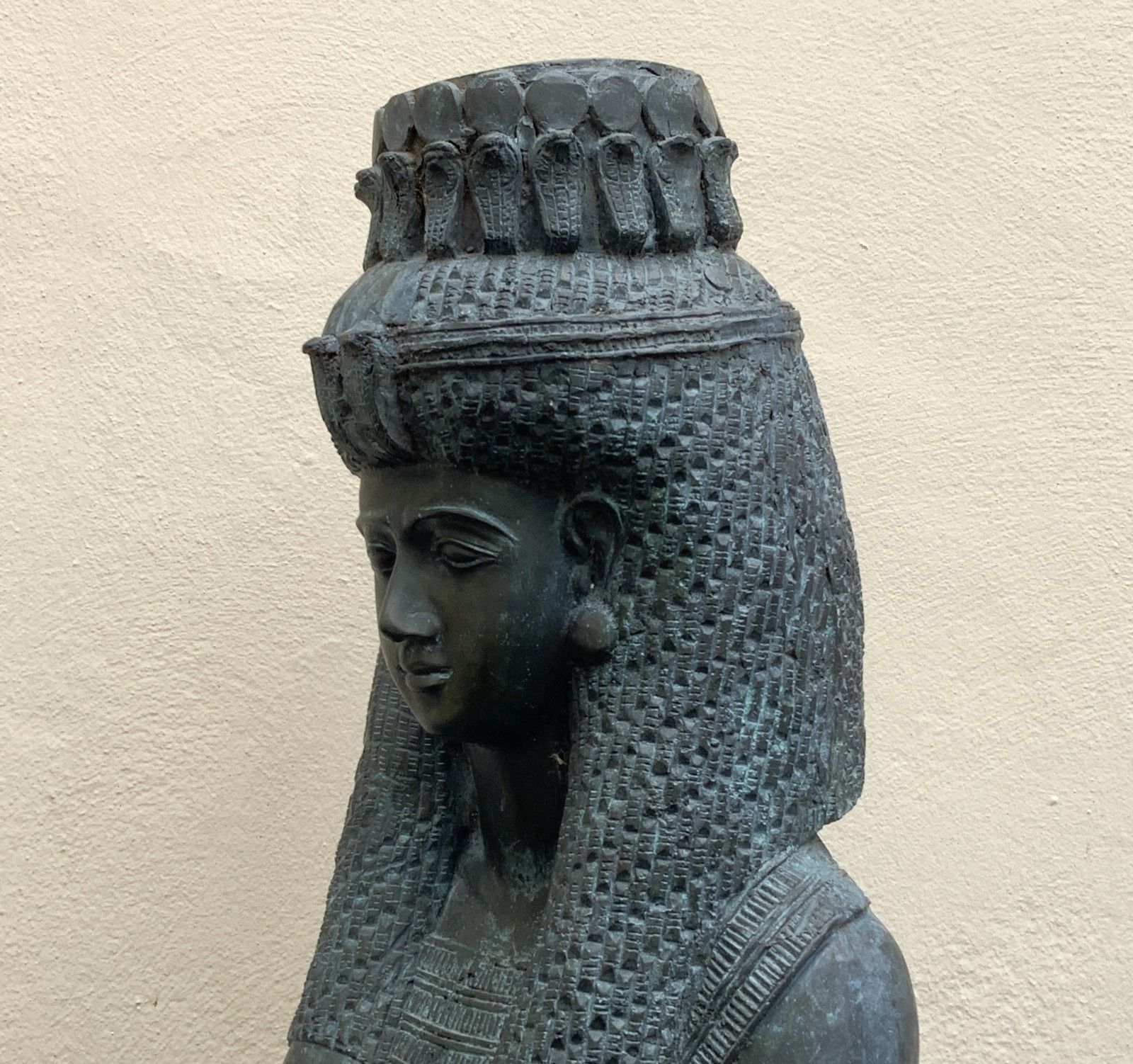Art Large Exceptional Bronze Sculpture Cleopatra Egyptian Revival With Marble Stand photo