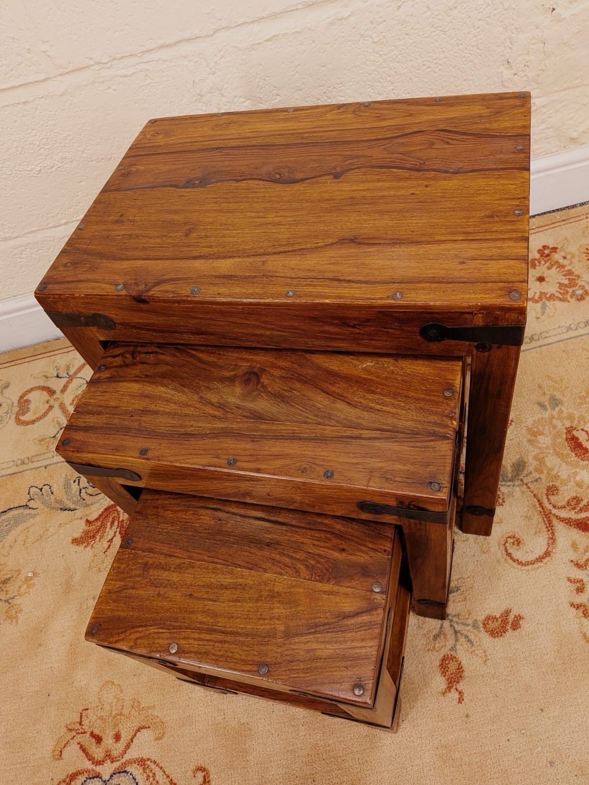 Indian Hardwood Nest Of Tables photo for sale