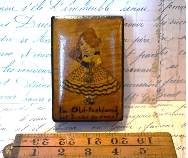 Victorian Jewellery Box   Gorgeous Risque Unique Illustration Of Cheeky Girl   I'm Old Fashioned But I Can Go Some! photo vintage