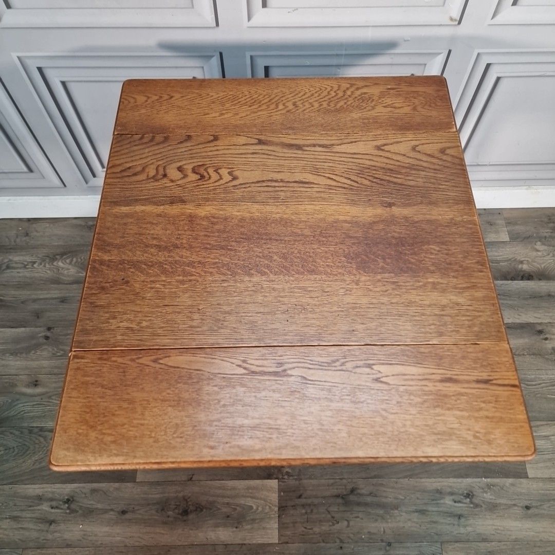 Vintage Oak Trolley Table Drop Leaf  Tea Cart Solid Wood Mid Century Retro photo 110.0