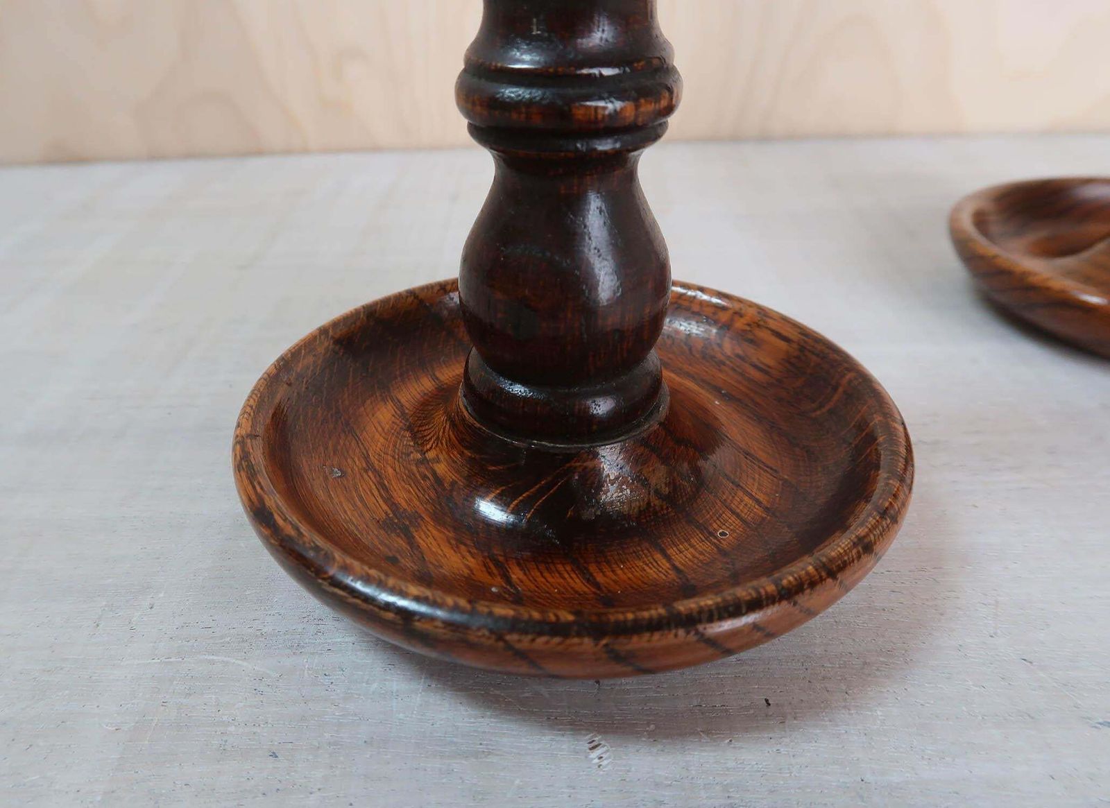 Large Pair Of Antique Oak Barley Twist Candlesticks, English, Circa 1920 photo for sale