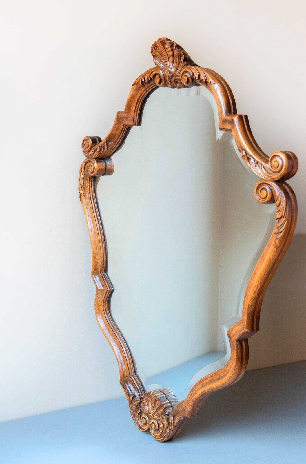 Antique Ornate Wall Mirror   Rococo Louis XV Style   Large Hand Carved Wood Frame photo 579.0
