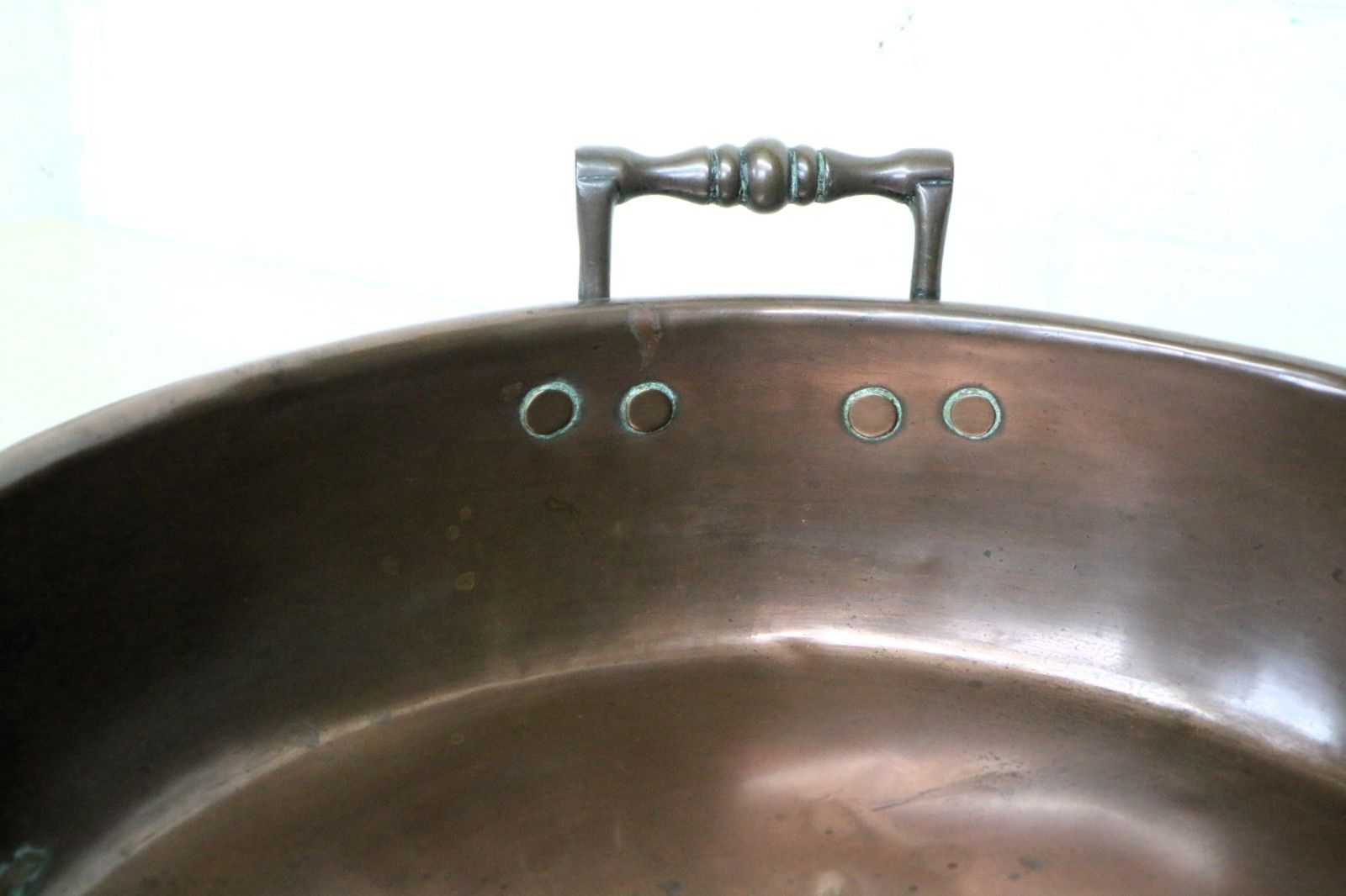 photo furniture Antique 19th C. Copper Pan Cooking Pot Never Polished 36.5 Cm Excellent Patina