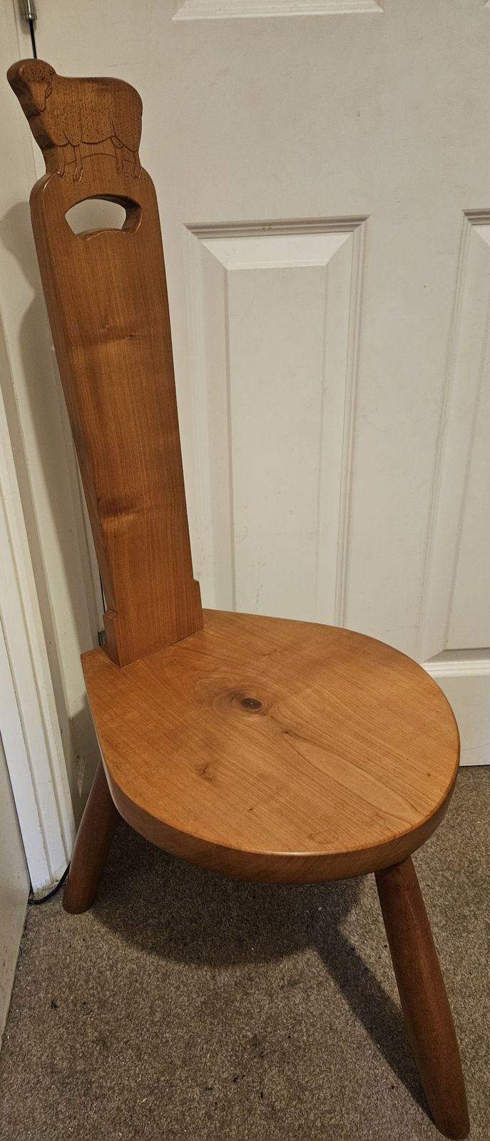 Carved Sheep Maplewood 3 Legged  Stool Mid Century 1990s photo furniture