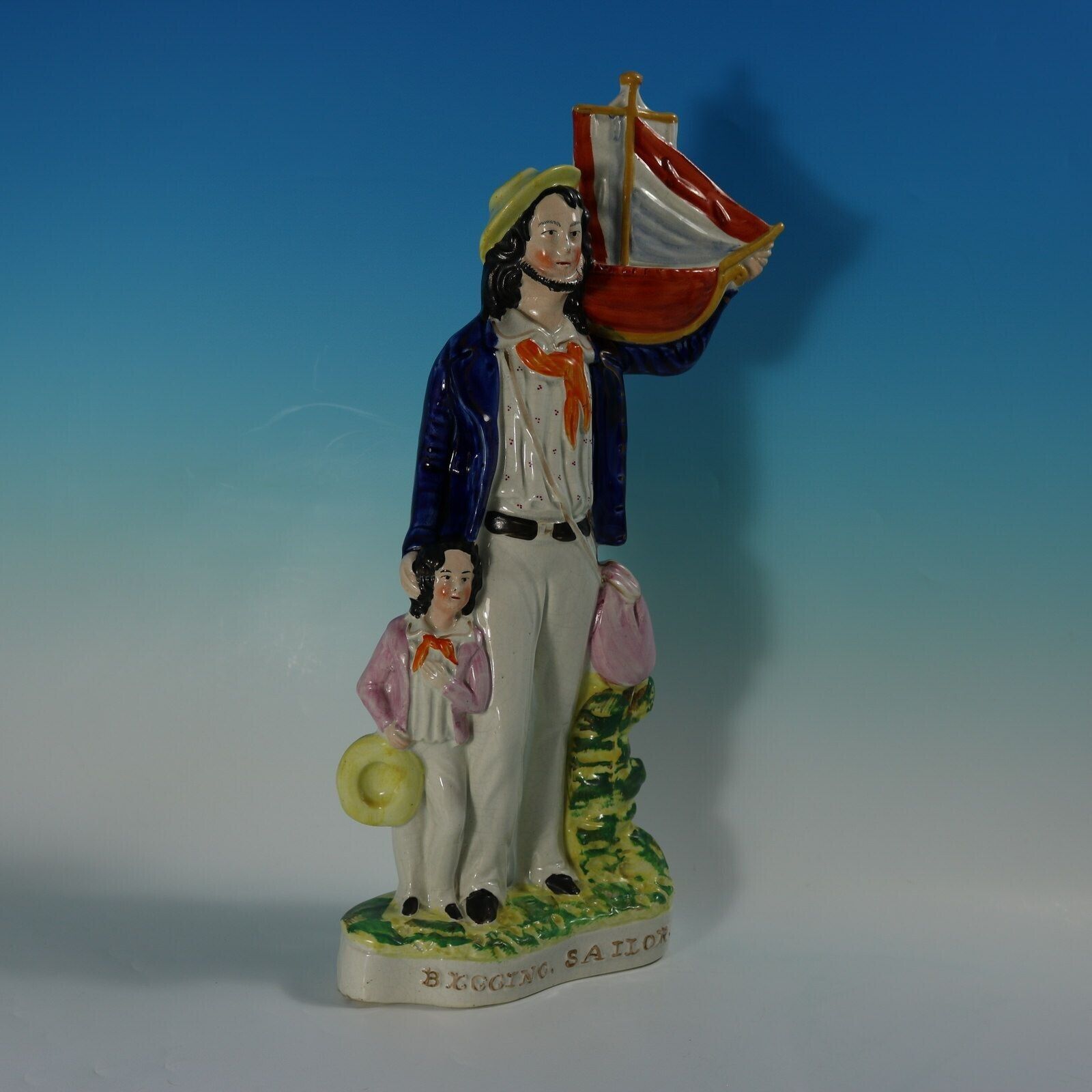 Victorian Staffordshire Pottery Begging Sailor Figure photo vinterior