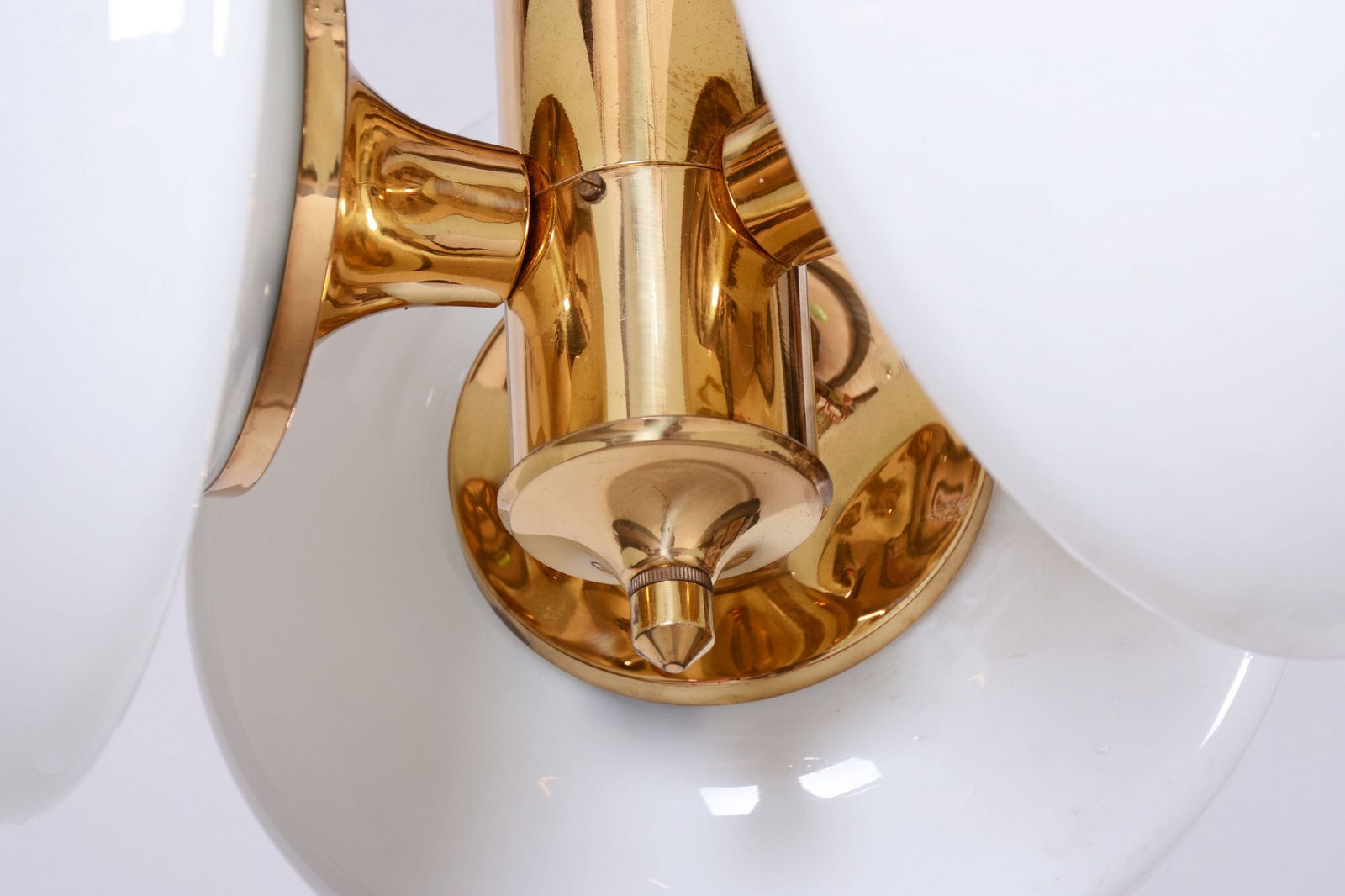 Restored Mid Century Chandelier, By Kamenický šenov, Brass, Glass, Czech, 1960s photo 650.0