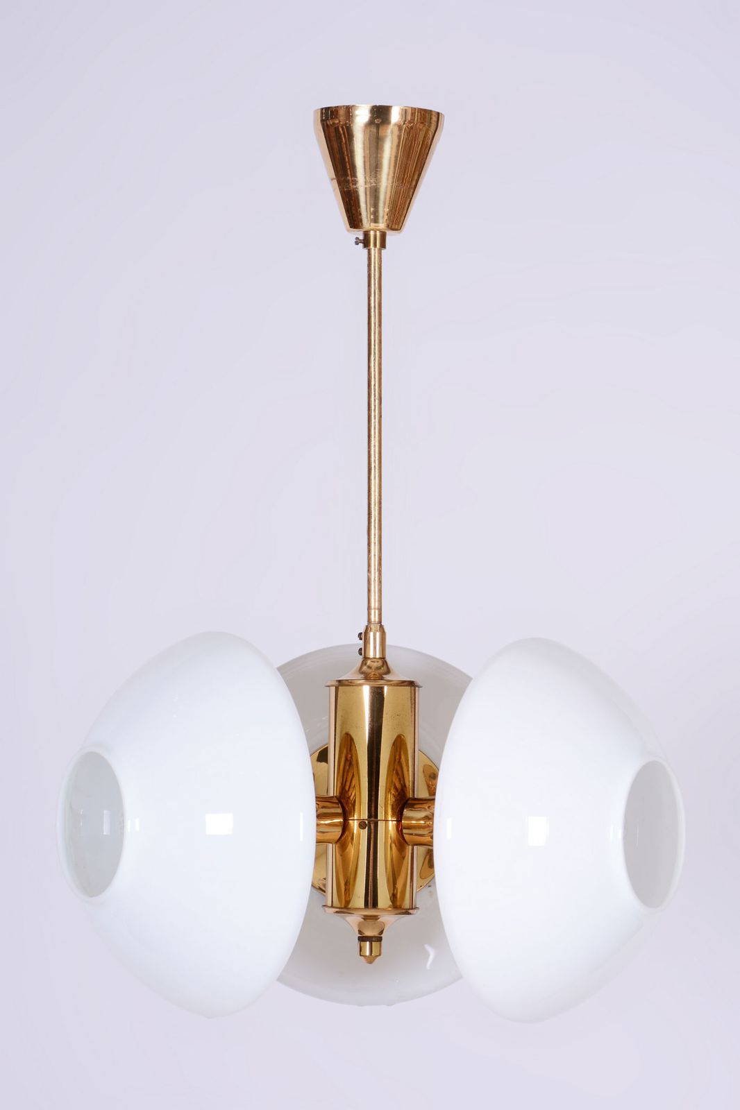 Restored Mid Century Chandelier, By Kamenický šenov, Brass, Glass, Czech, 1960s photo vintage