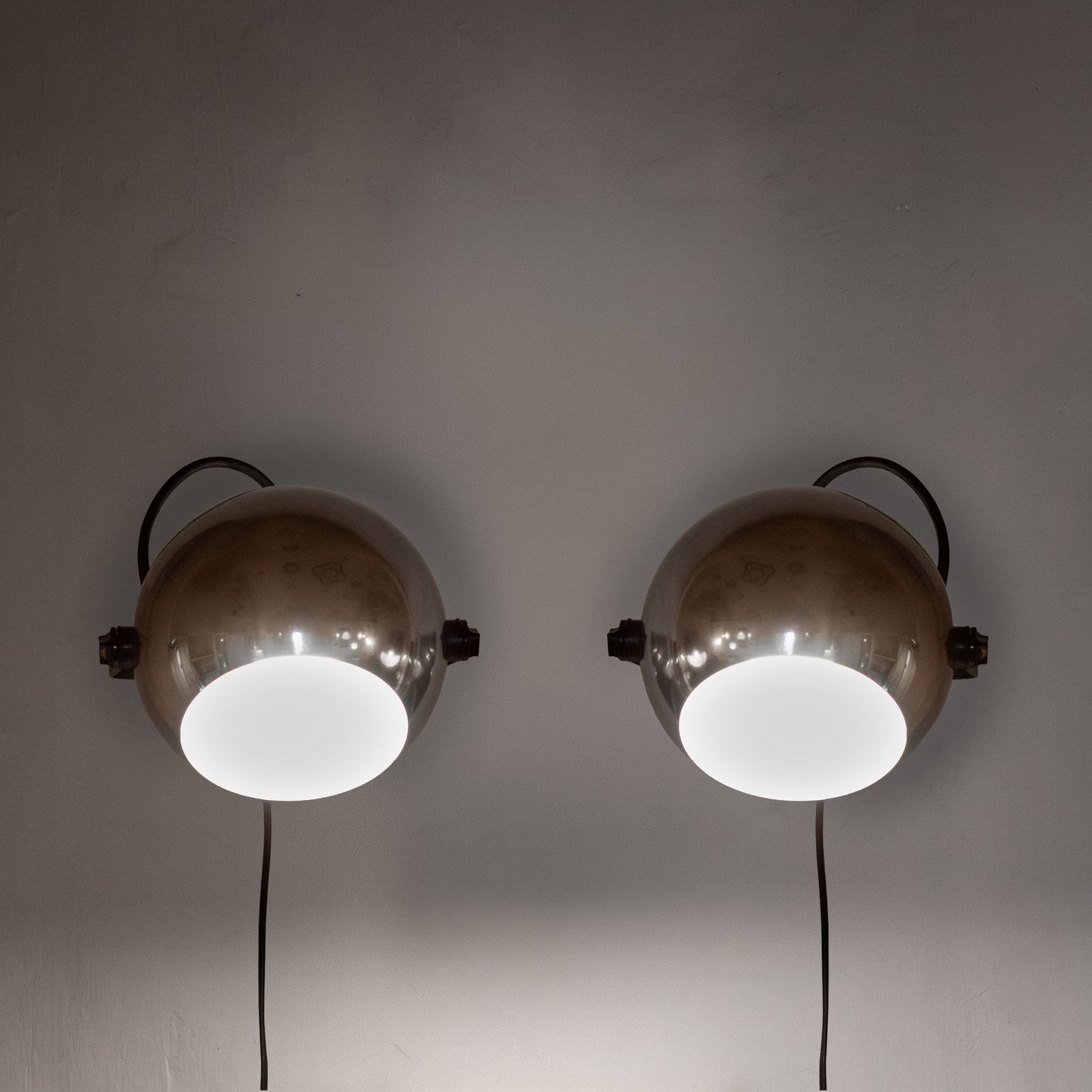 Pair Of Targetti Sankey "Alta Lite" Chromed Wall Sconces   Space Age Spotlights photo for sale