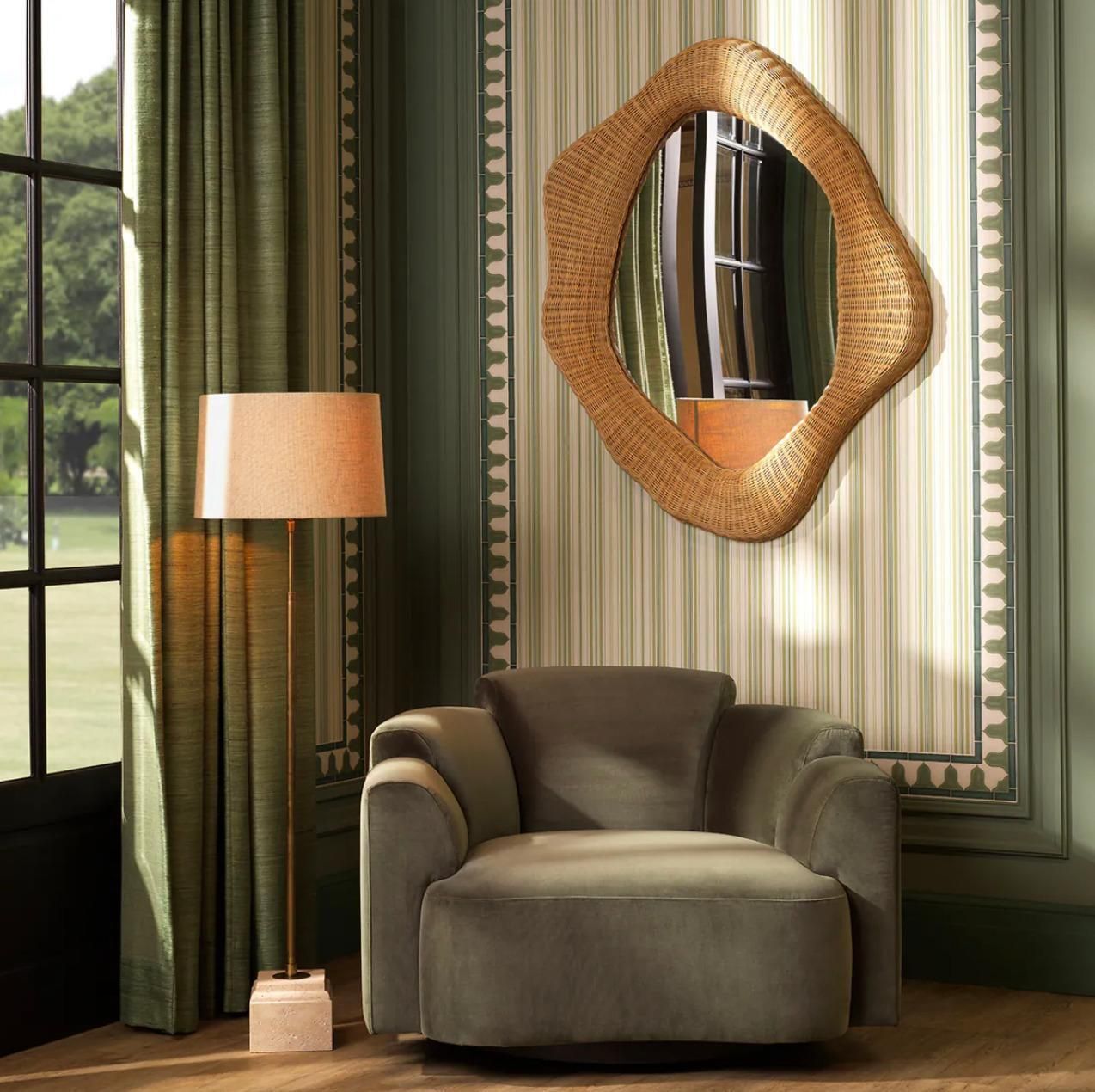 Swivel Chair In Torrin Green Velvet photo furniture