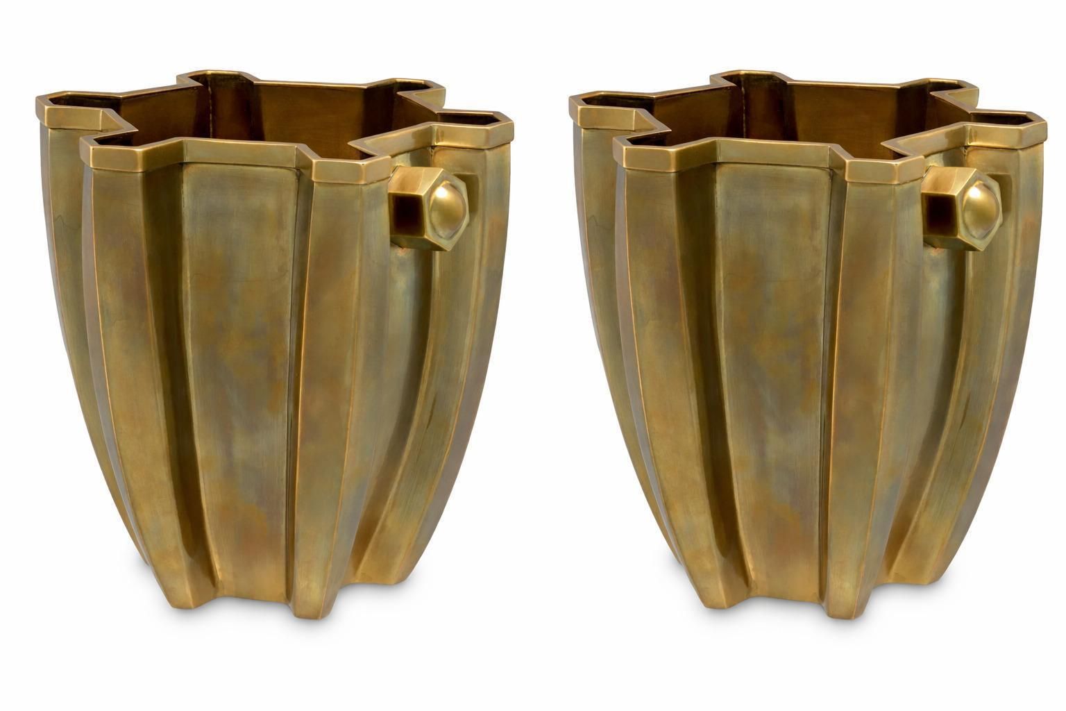 Pair Of Wine Coolers, Vintage Brass Finish, Contemporary photo 1309.0