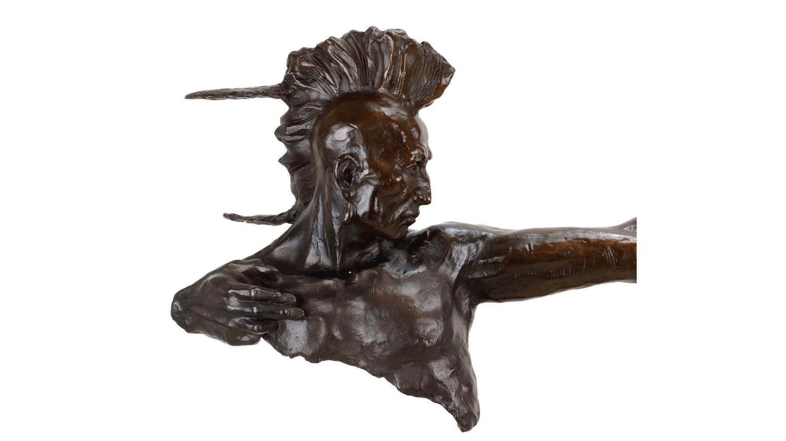Western Bronze Sculpture Depicting An Indian With Bow, 20th Century. photo for sale