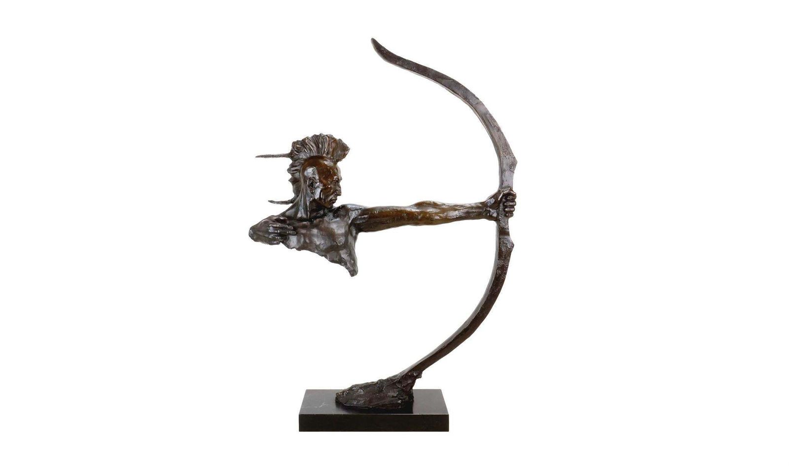 Western Bronze Sculpture Depicting An Indian With Bow, 20th Century. photo Art