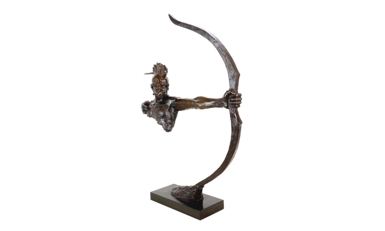 Western Bronze Sculpture Depicting An Indian With Bow, 20th Century. photo vinterior