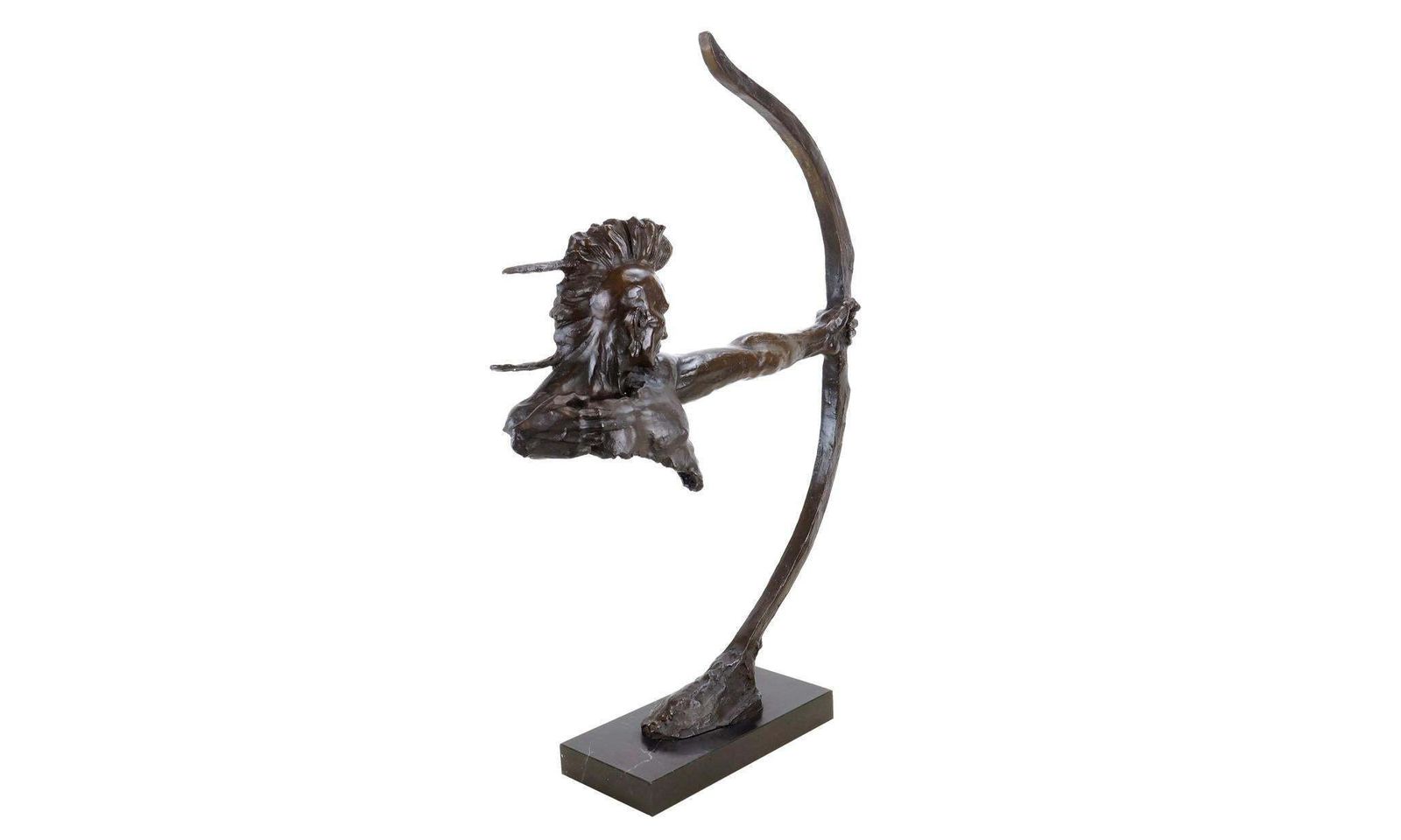 photo furniture Western Bronze Sculpture Depicting An Indian With Bow, 20th Century.