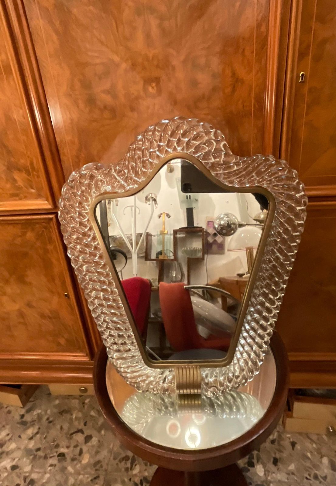 4378.0 Barovier & Toso Table Or Hanging Mirror Murano Glass Italy 1940/50. photo