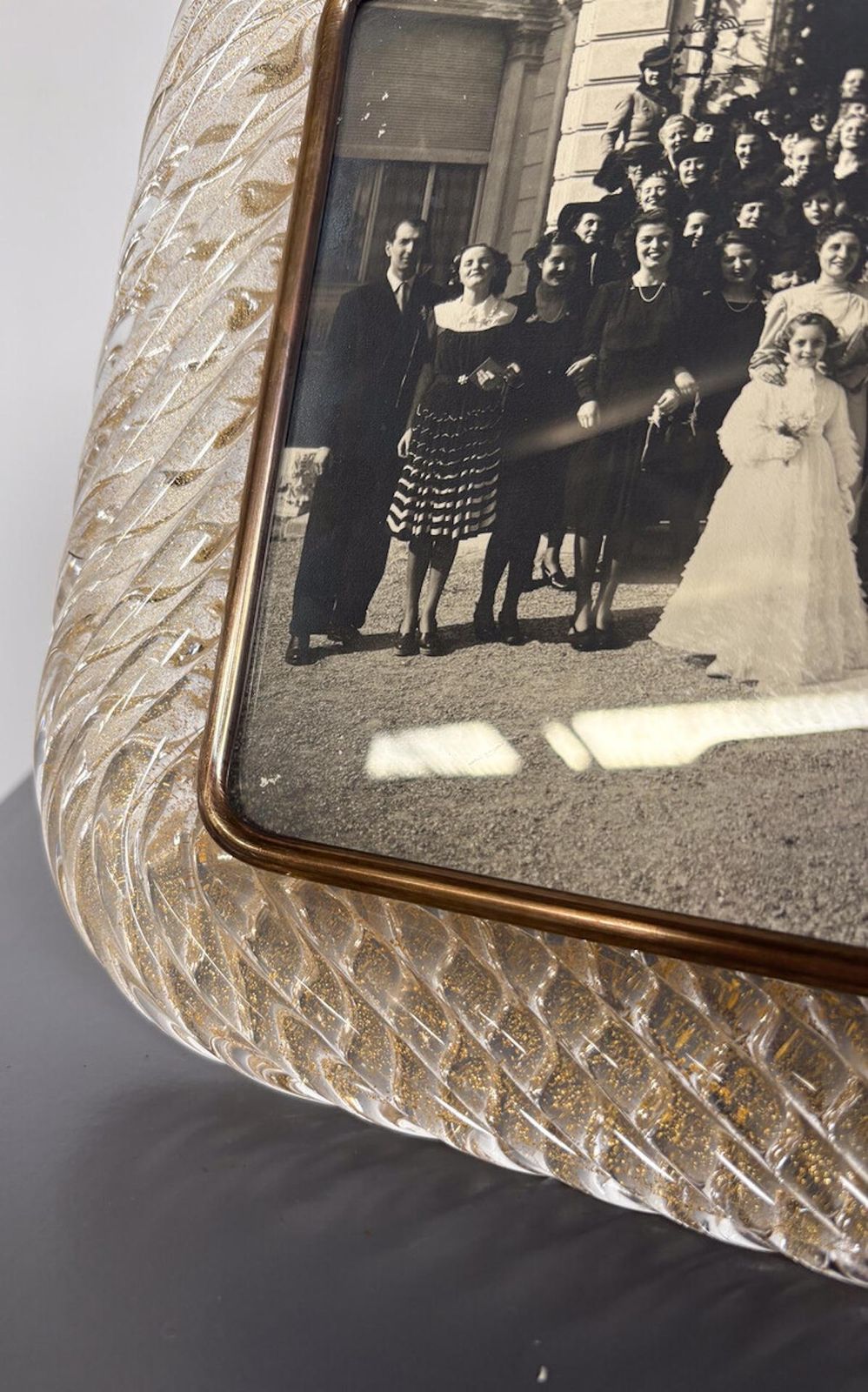 Hand Blown Gold Murano Glasss Frame By Barovier & Toso, 1950s photo Home Decor