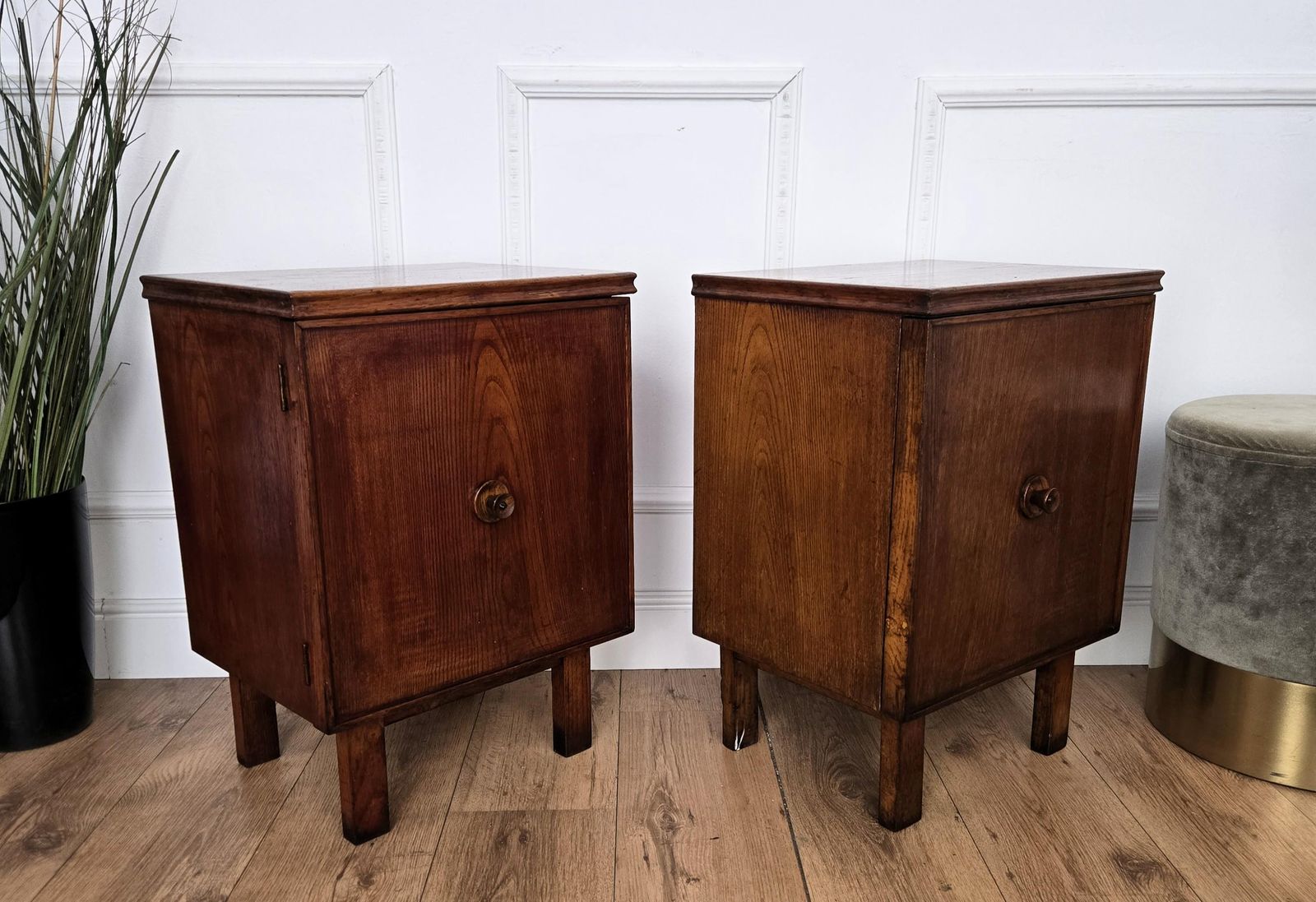 photo furniture Pair Of Italian Mid Century Wood Night Stands Bedside Tables