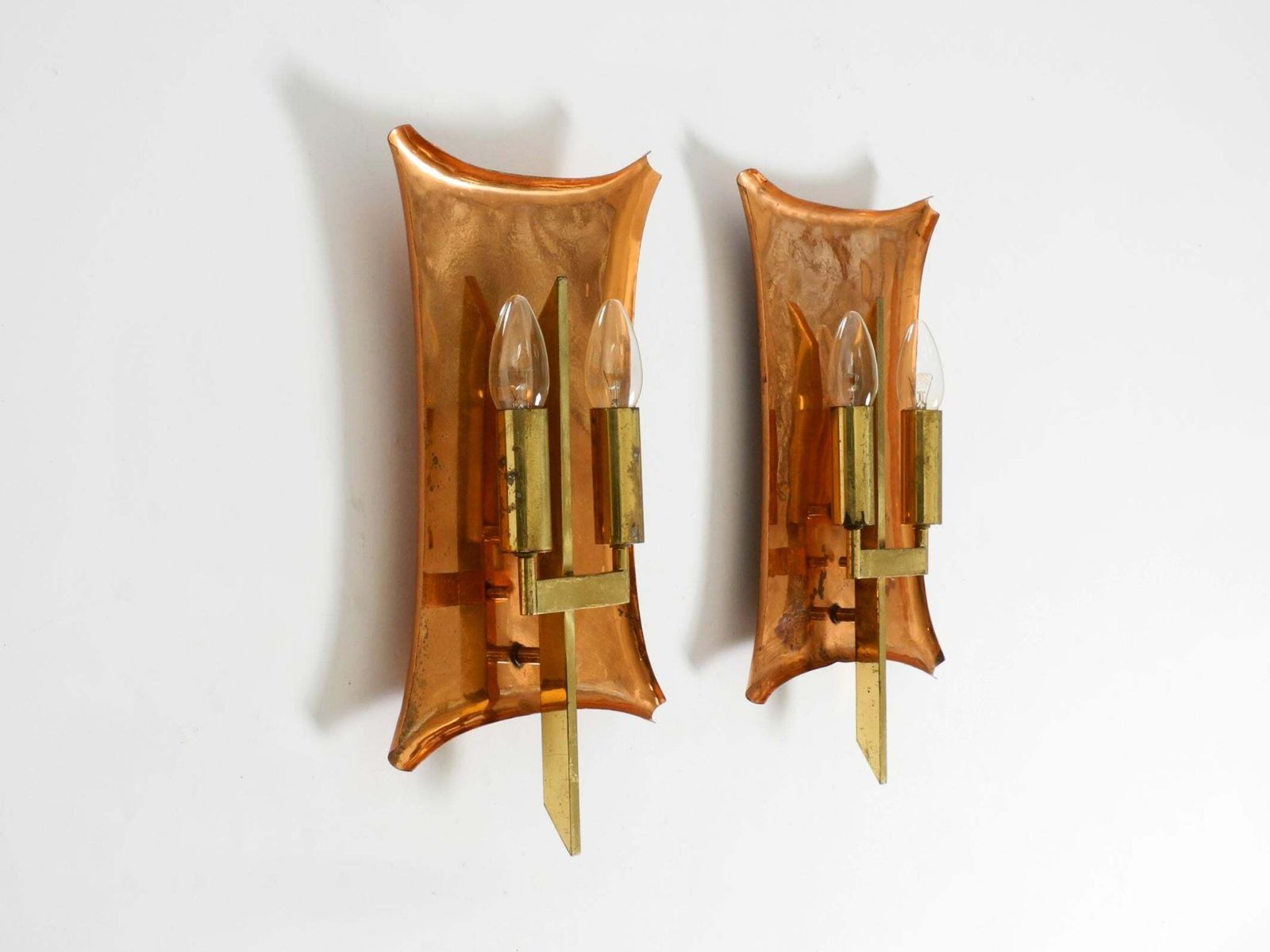 Unique Large Heavy Mid Century Church Wall Lamps Made Of Copper And Brass photo Lighting