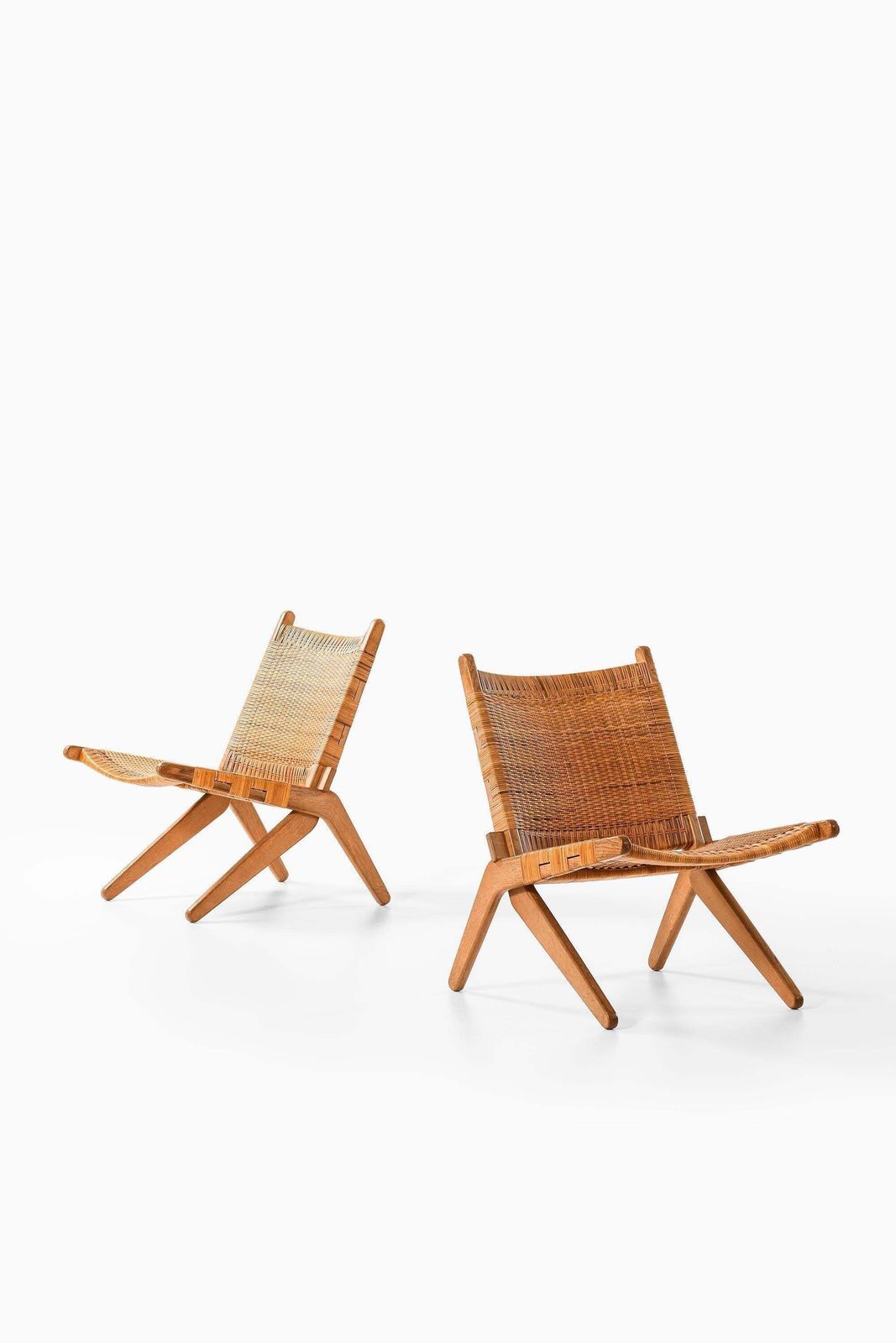 Set Of 2 Easy Chairs In Cane And Oak By Preben Thorsen, 1957 photo for sale