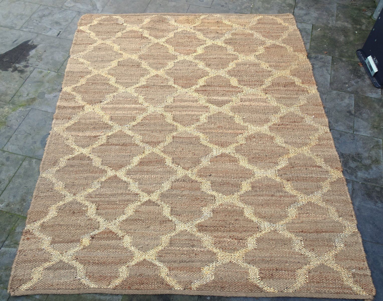 Hand Knotted Jute And Gold Foiled Papercord Rug, 1980s photo 324.0