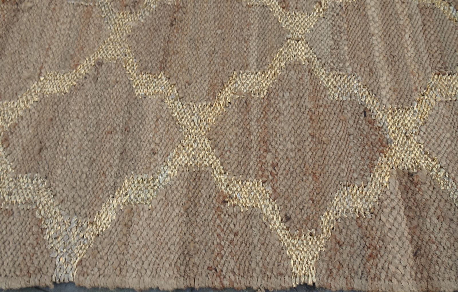 324.0 Hand Knotted Jute And Gold Foiled Papercord Rug, 1980s photo