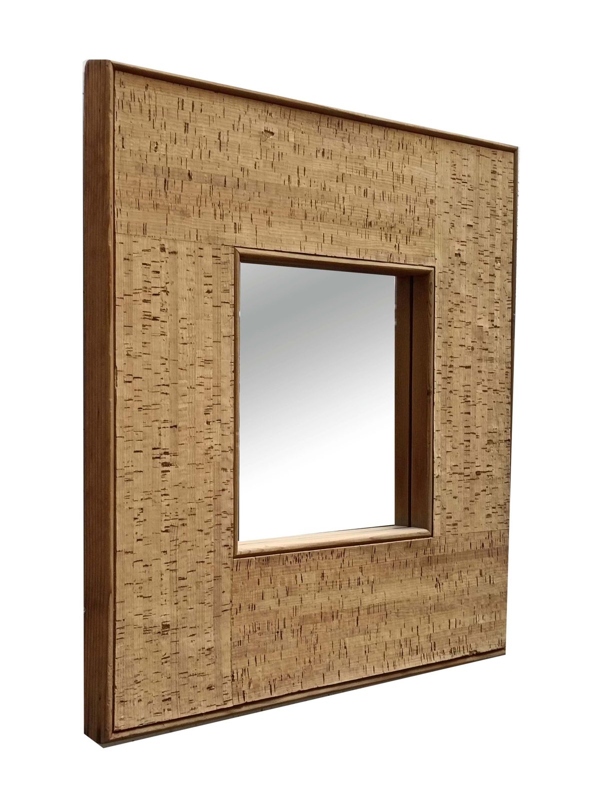 Specchio Da Parete Quadrato In Sughero, Italia 1970s photo furniture