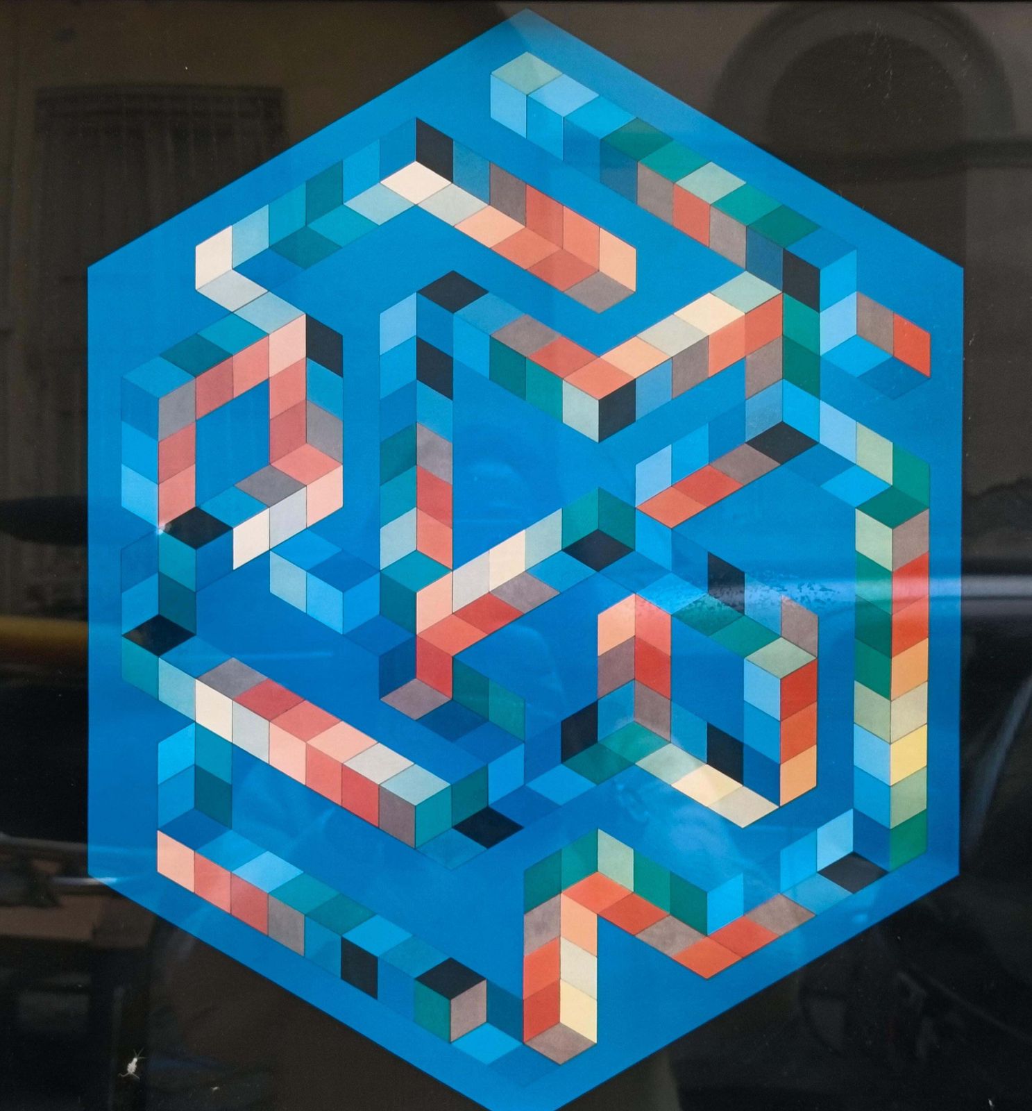 Victor Vasarely For éditions Du Griffon Silkscreen Print "Babel 3" , Switzerland 1970s photo furniture