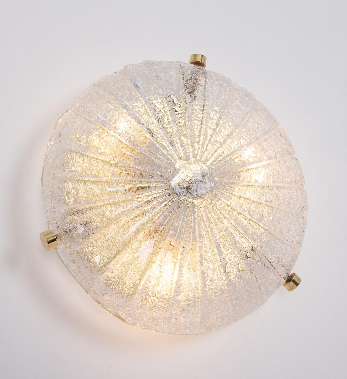 1 Of 2 Petite Brass Flushmount Murano By Hillebrand, Germany, 1970s photo 835.0