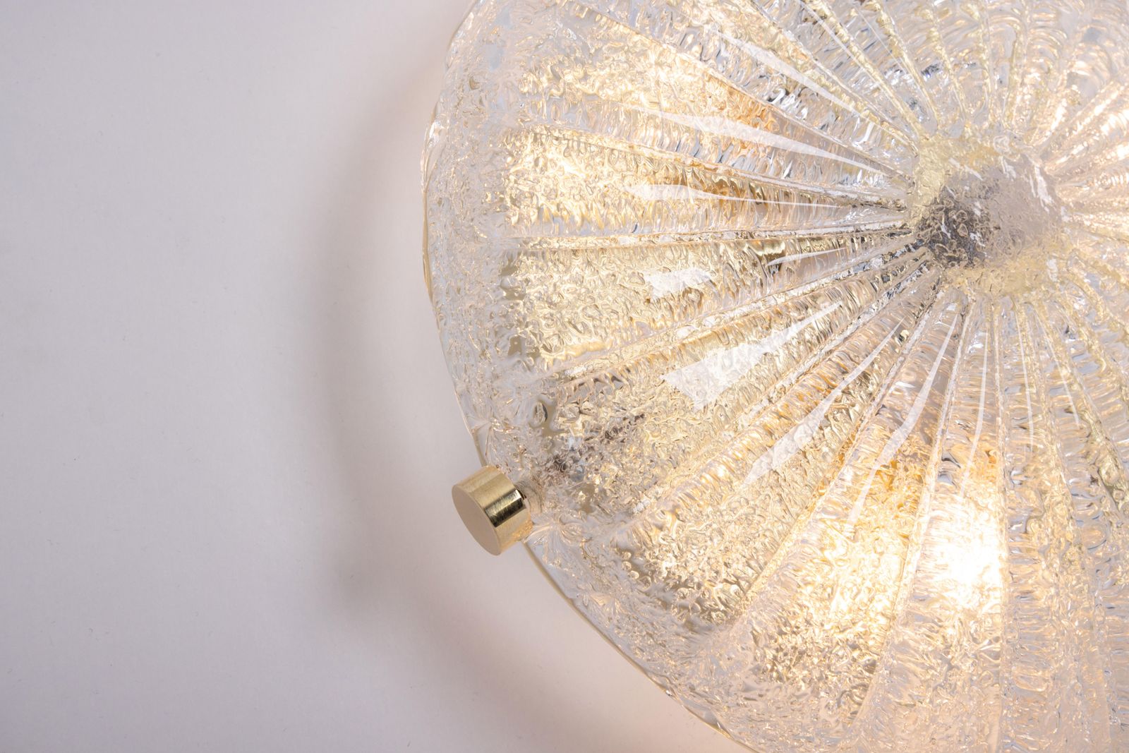 Lighting 1 Of 2 Petite Brass Flushmount Murano By Hillebrand, Germany, 1970s photo