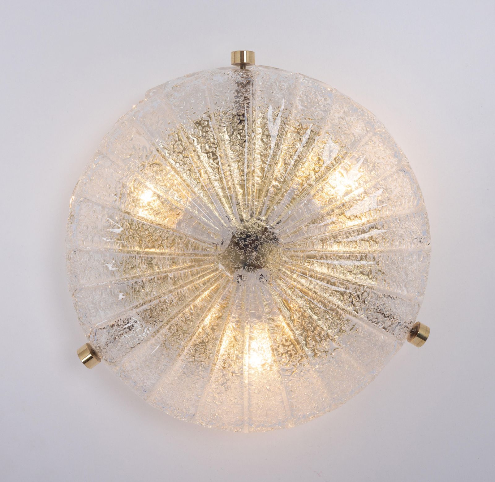 835.0 1 Of 2 Petite Brass Flushmount Murano By Hillebrand, Germany, 1970s photo