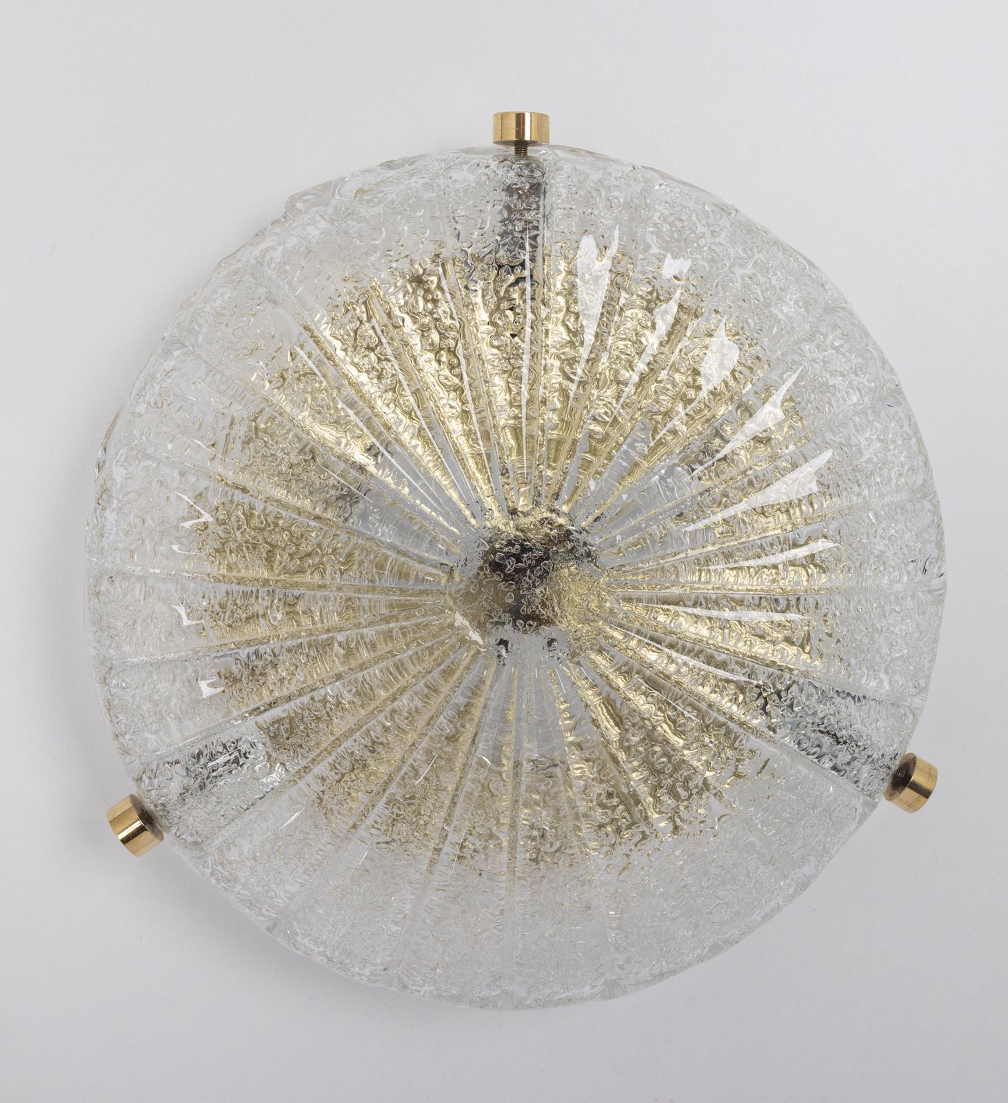 photo vinterior 1 Of 2 Petite Brass Flushmount Murano By Hillebrand, Germany, 1970s