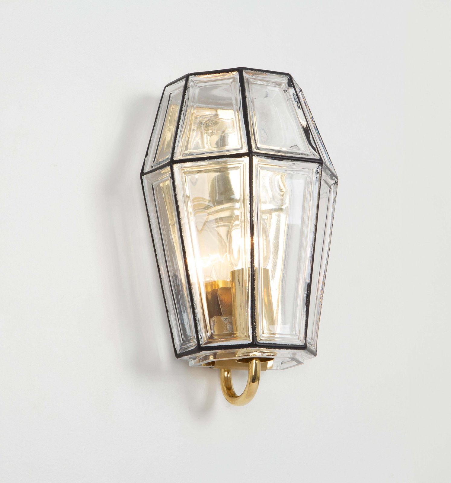 Pair Of Wall Lights Sconces Iron Glass By Limburg, Germany, 1960s photo 774.0
