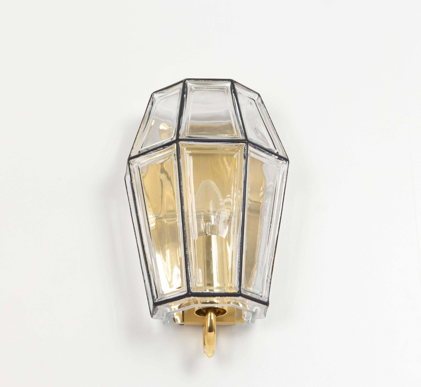 Pair Of Wall Lights Sconces Iron Glass By Limburg, Germany, 1960s photo vintage
