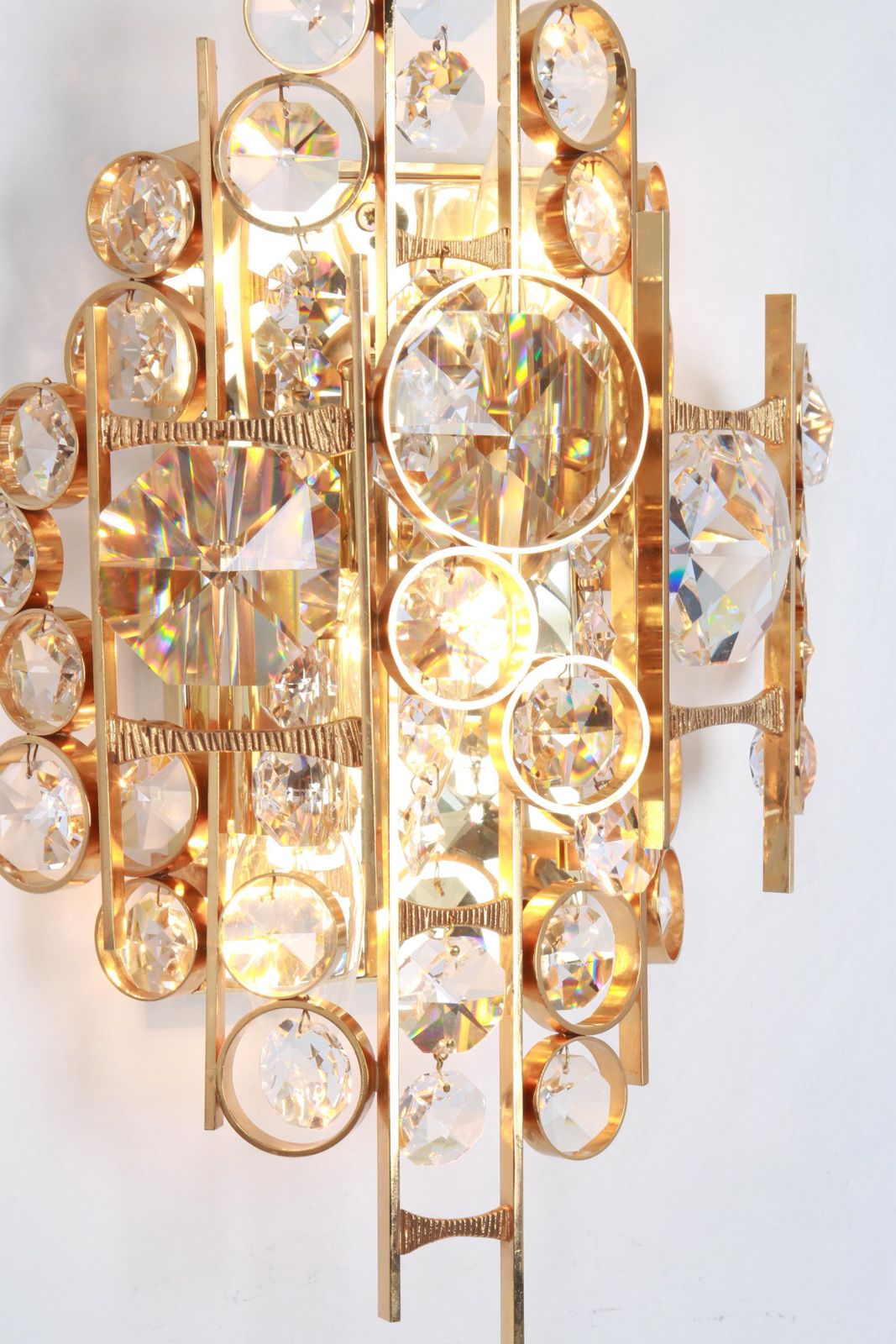 1 Of 4 Gilded Brass And Crystal Sconce, Sciolari Design, Palwa, Germany, 1960s photo vinterior